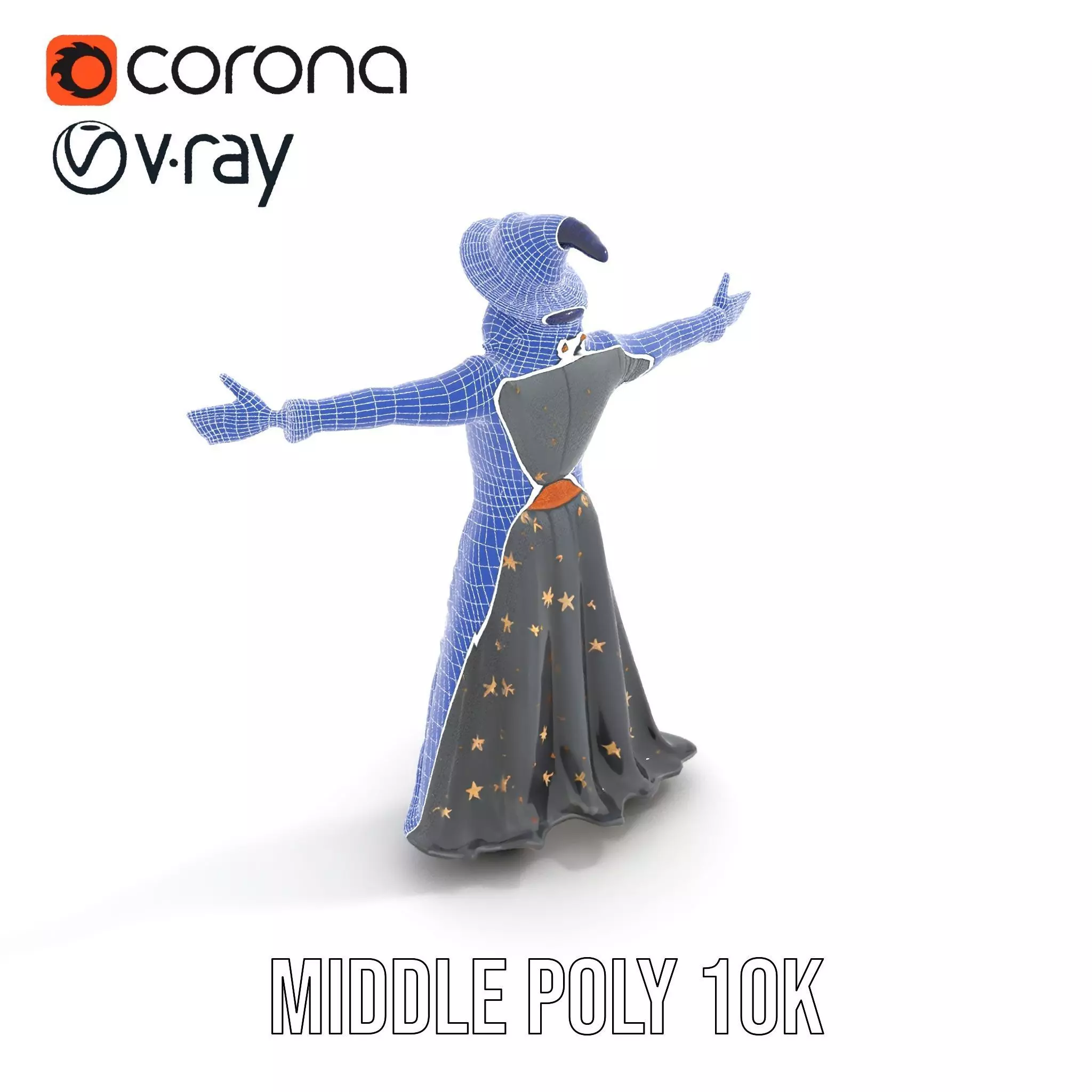 Wizard Character Outfit with Star Pattern Model Pack Low-poly 3D model_18