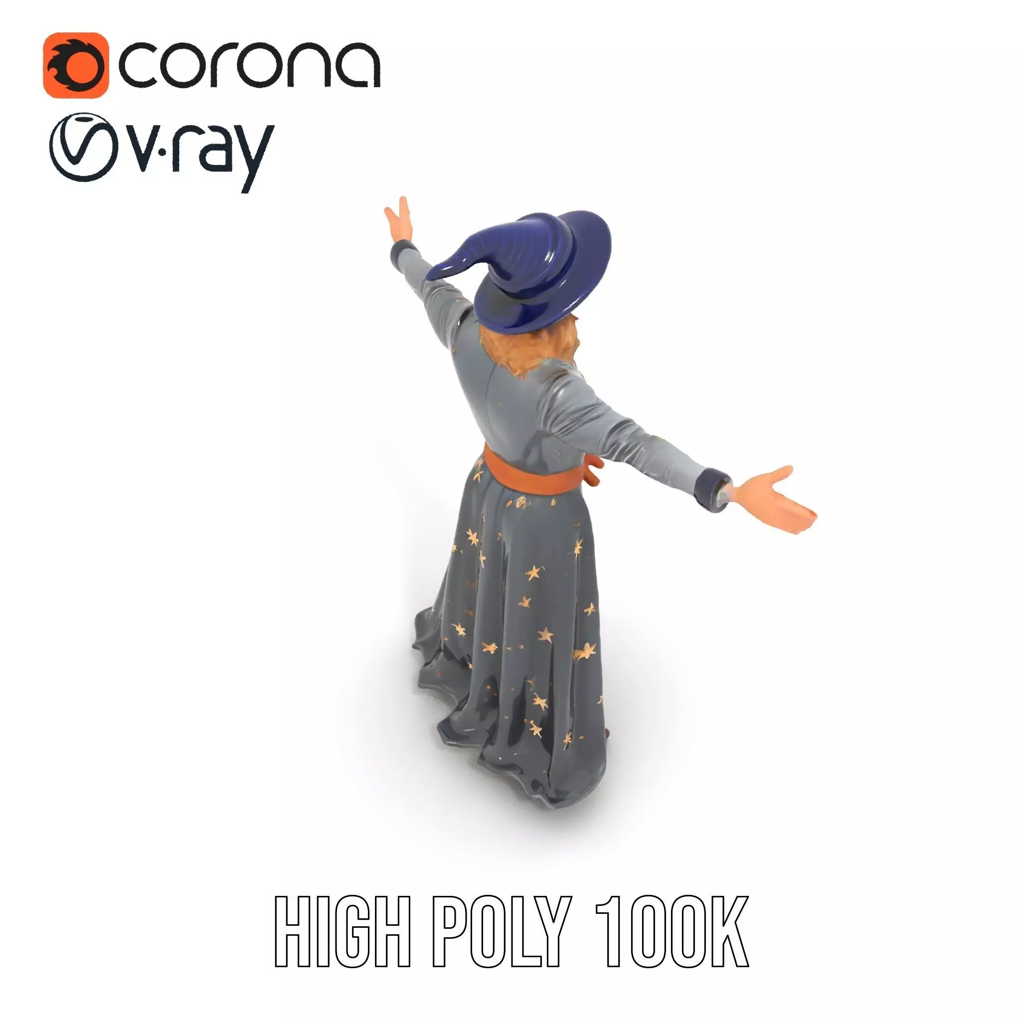 Wizard Character Outfit with Star Pattern Model Pack Low-poly 3D model_17