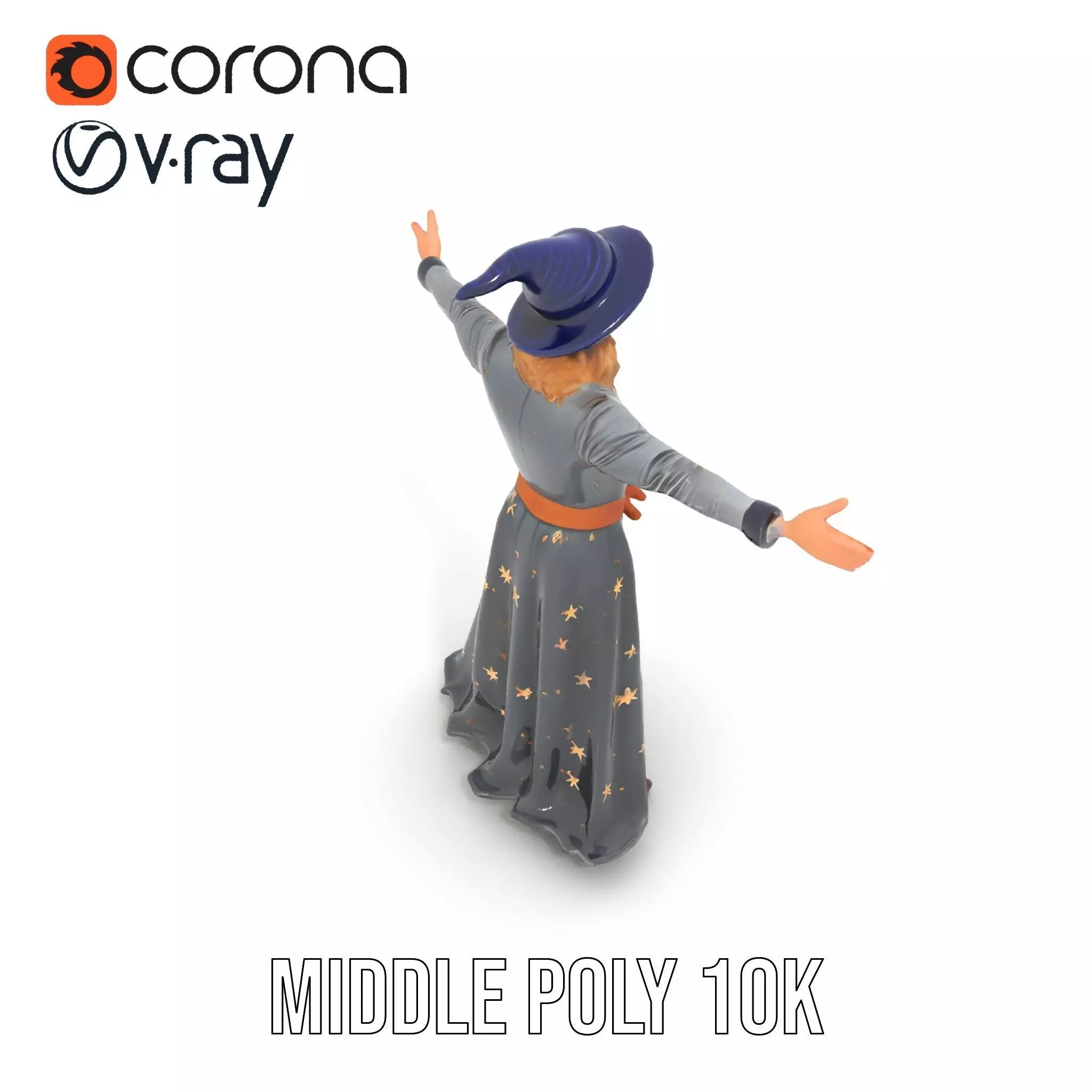Wizard Character Outfit with Star Pattern Model Pack Low-poly 3D model_6