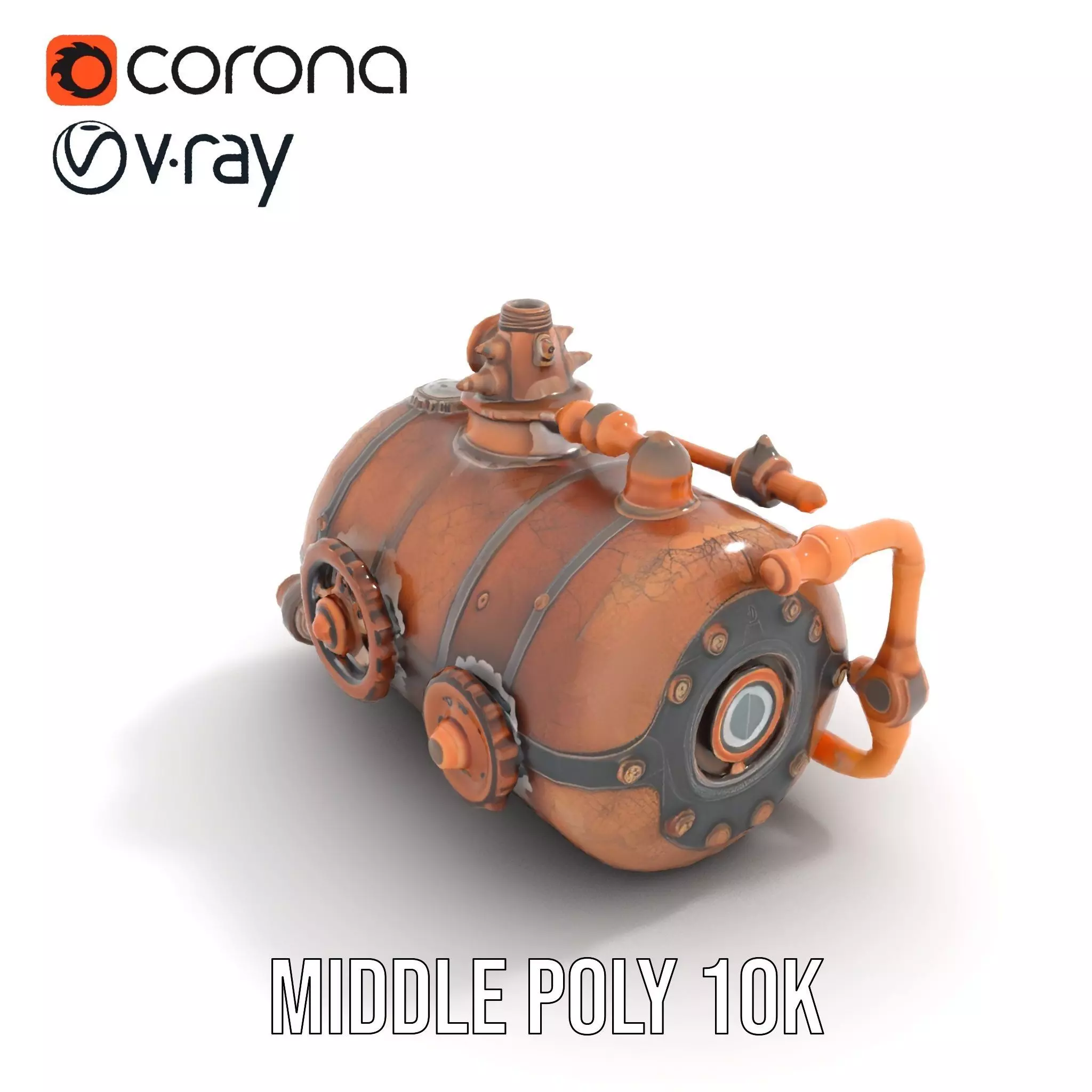 Steampunk Boiler Model Pack with Detailed Gauges and Pipes Low-poly 3D model_19