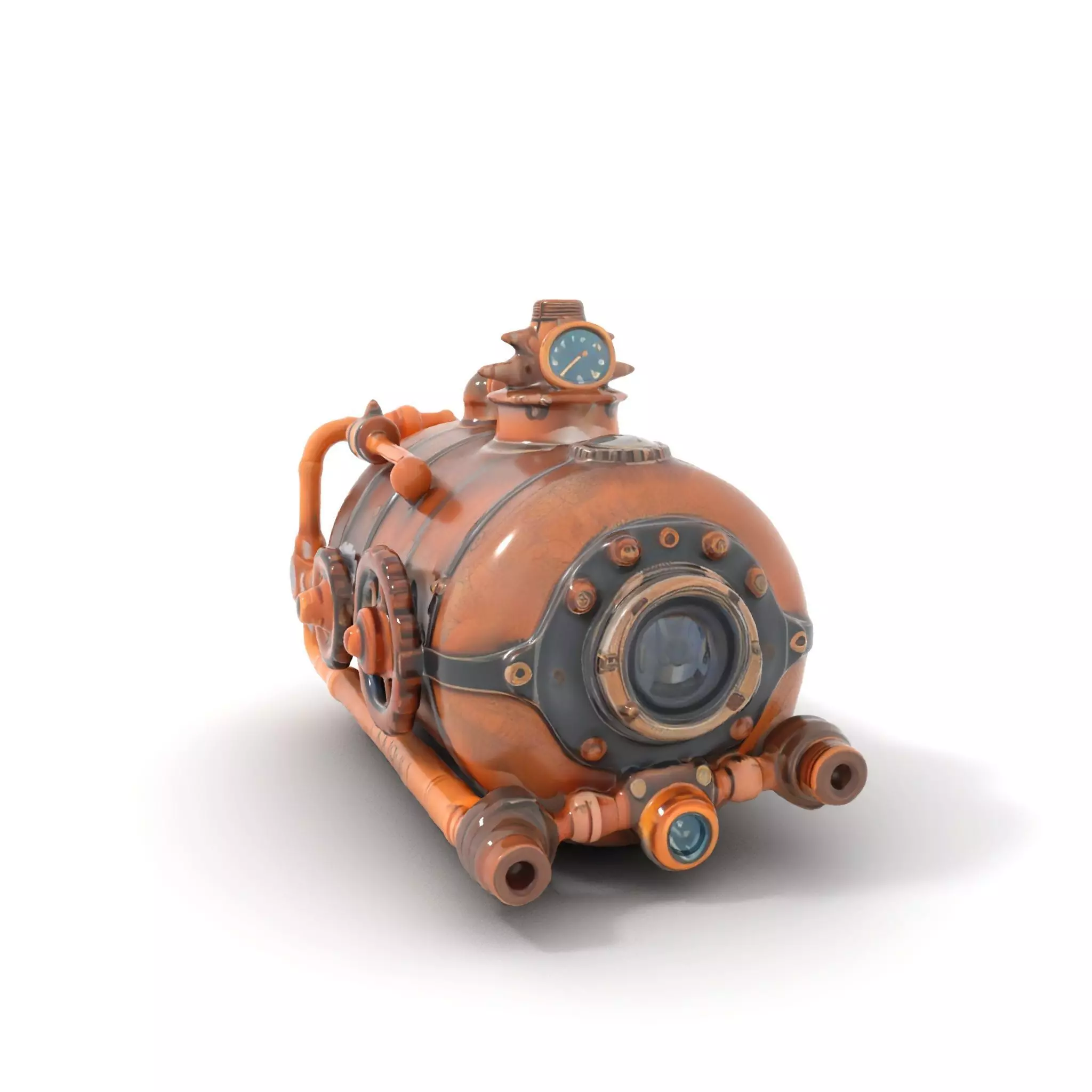 Steampunk Boiler Model Pack with Detailed Gauges and Pipes Low-poly 3D model_0