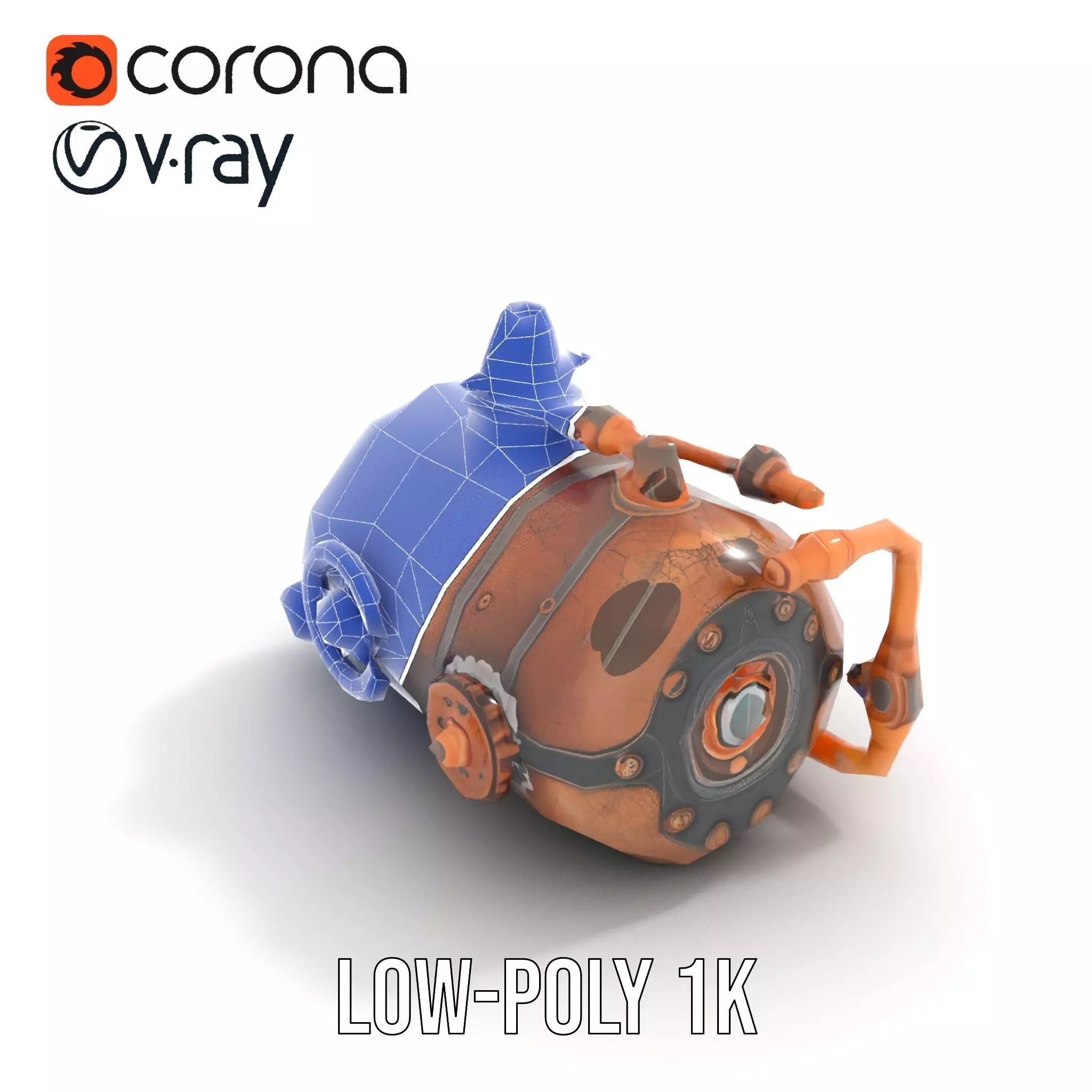 Steampunk Boiler Model Pack with Detailed Gauges and Pipes Low-poly 3D model_20