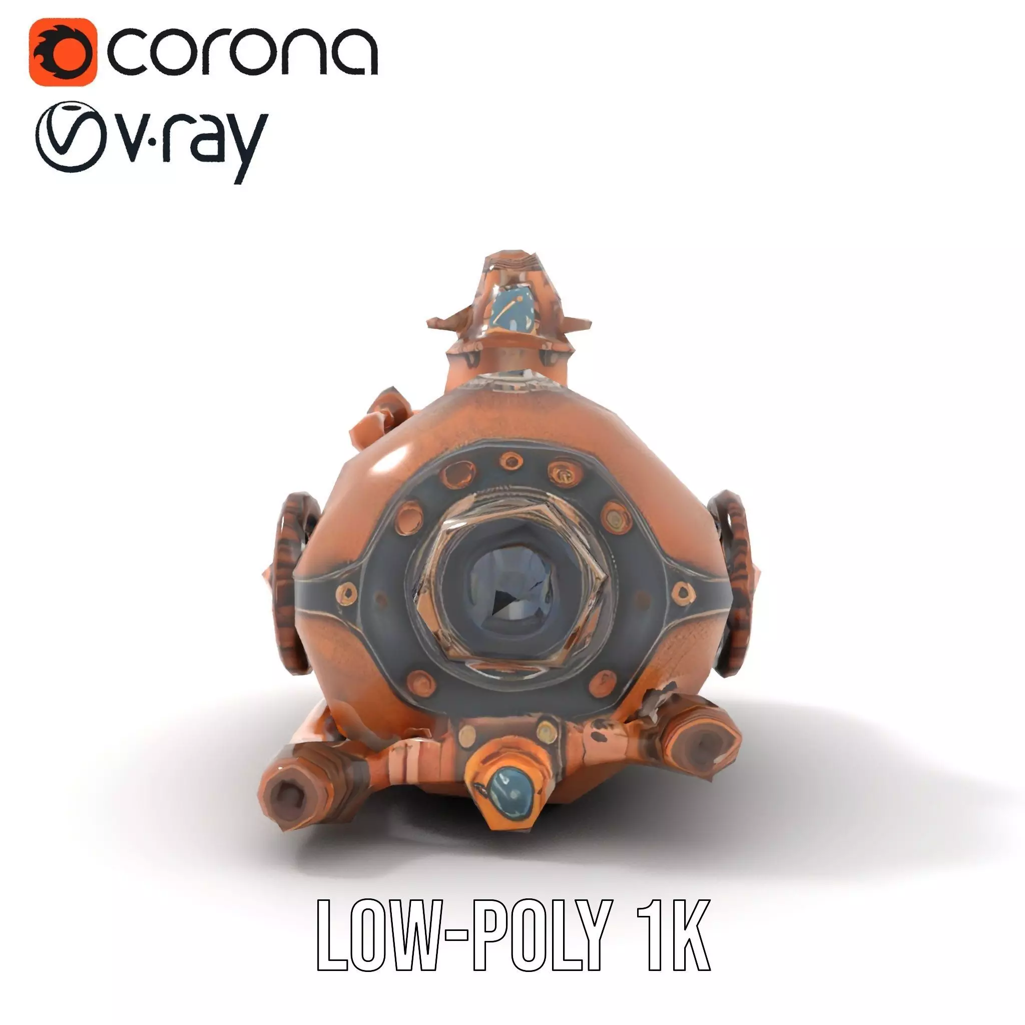 Steampunk Boiler Model Pack with Detailed Gauges and Pipes Low-poly 3D model_12