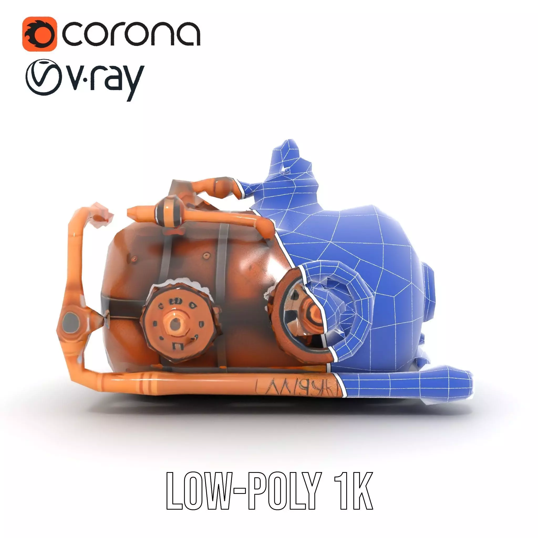 Steampunk Boiler Model Pack with Detailed Gauges and Pipes Low-poly 3D model_17