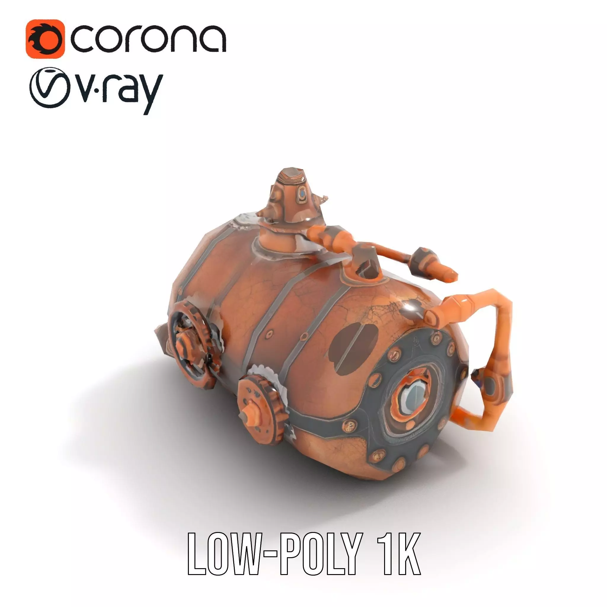 Steampunk Boiler Model Pack with Detailed Gauges and Pipes Low-poly 3D model_22