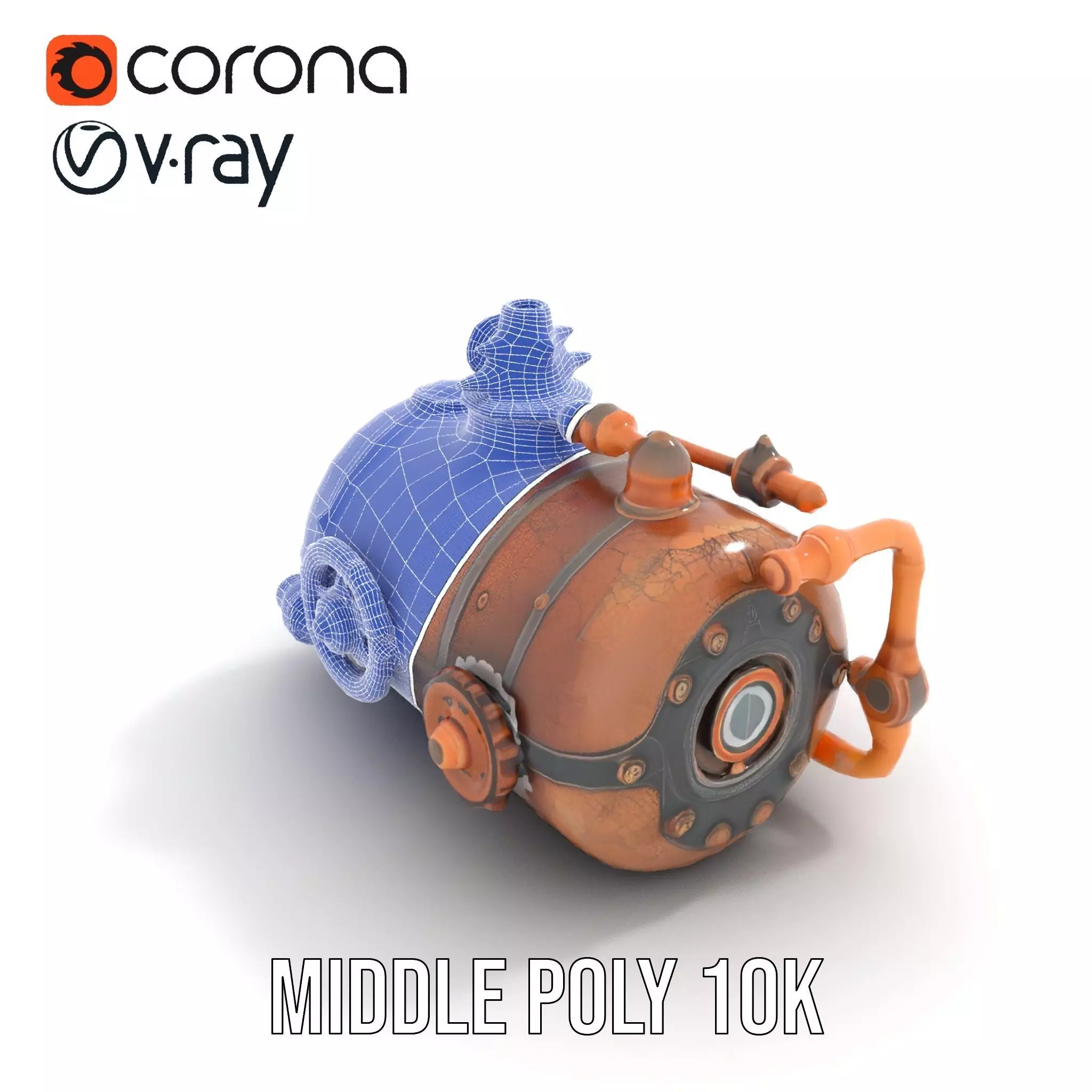 Steampunk Boiler Model Pack with Detailed Gauges and Pipes Low-poly 3D model_13