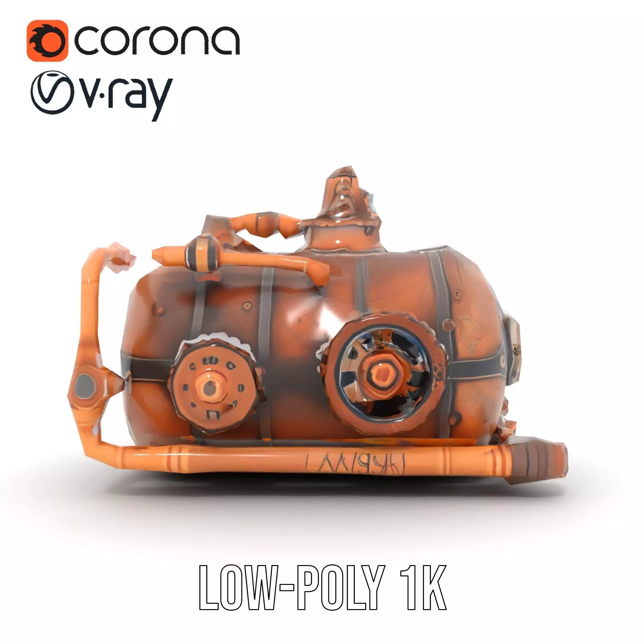 Steampunk Boiler Model Pack with Detailed Gauges and Pipes Low-poly 3D model_28