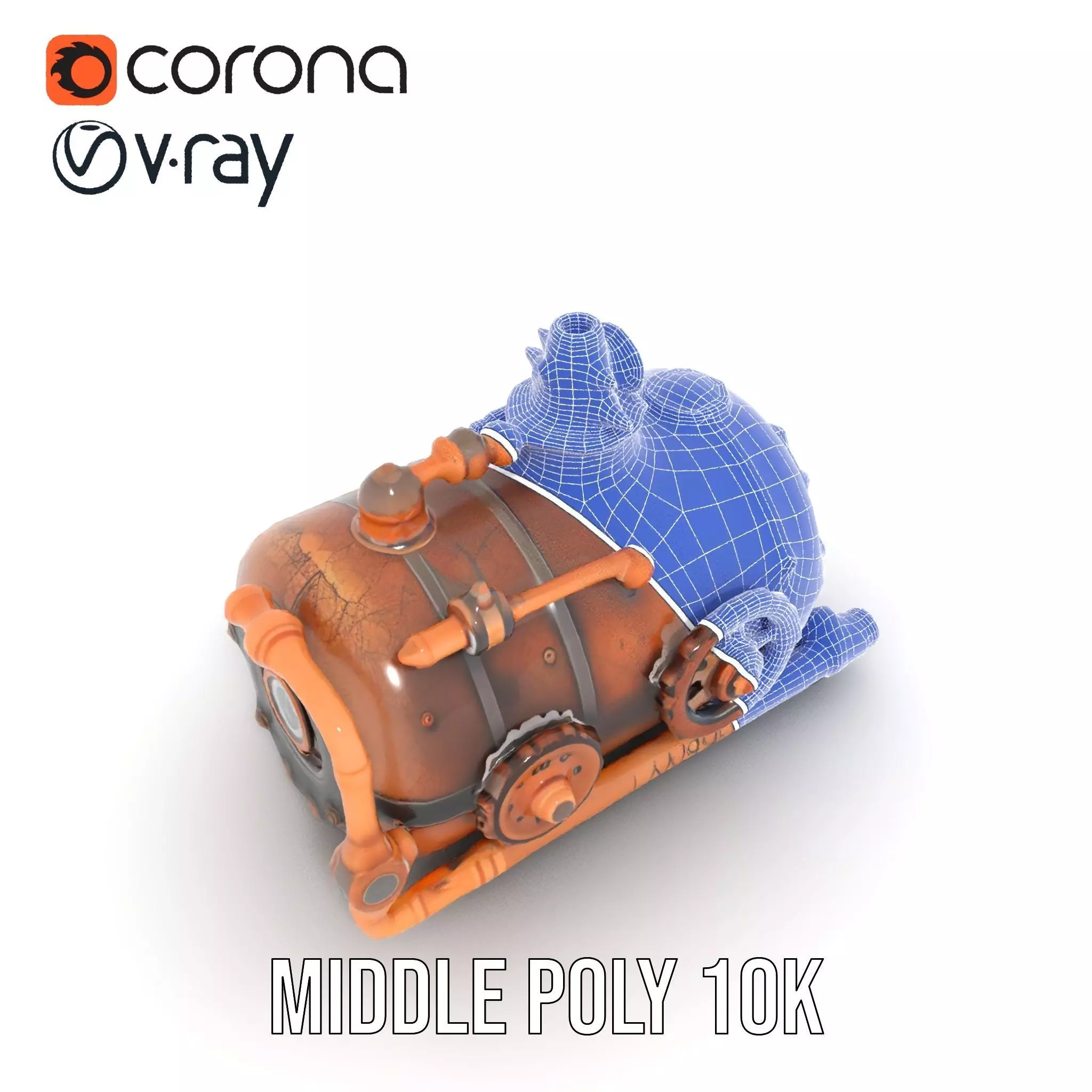 Steampunk Boiler Model Pack with Detailed Gauges and Pipes Low-poly 3D model_27