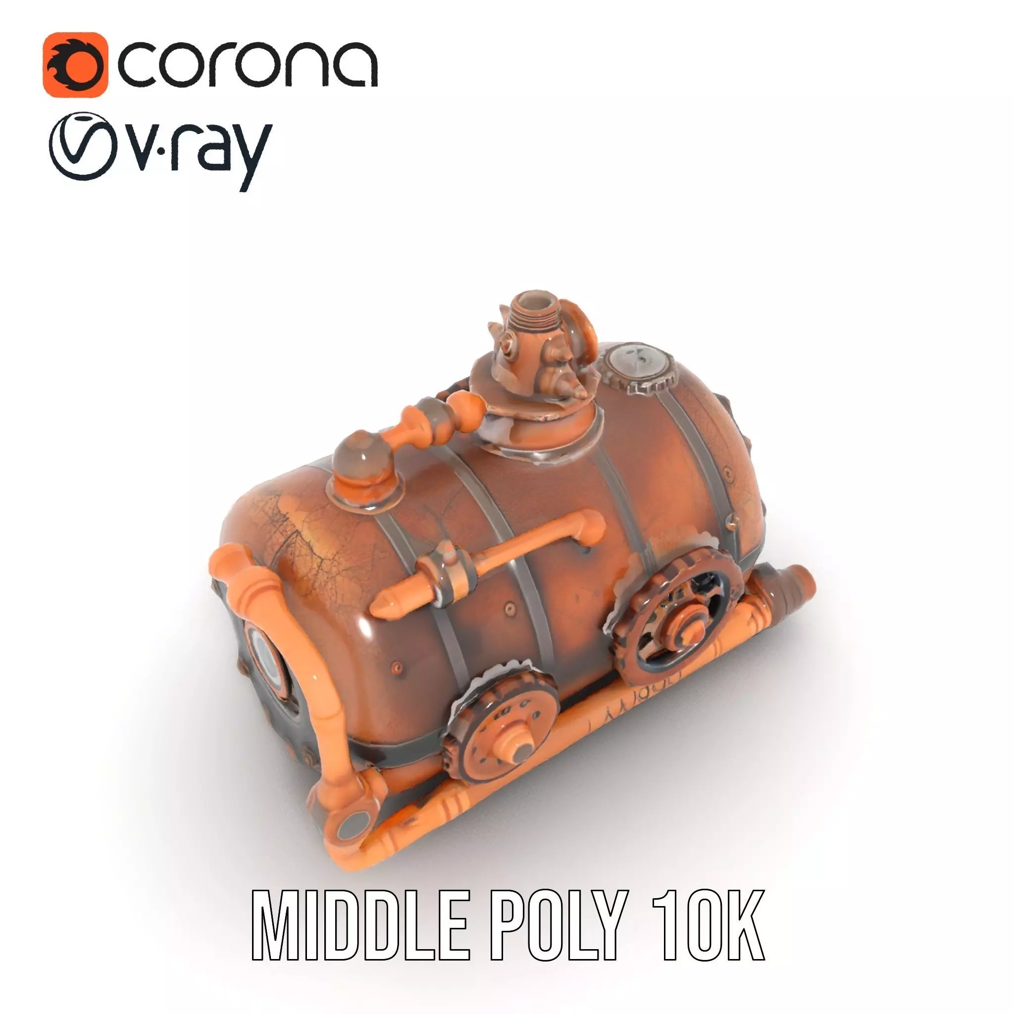 Steampunk Boiler Model Pack with Detailed Gauges and Pipes Low-poly 3D model_21