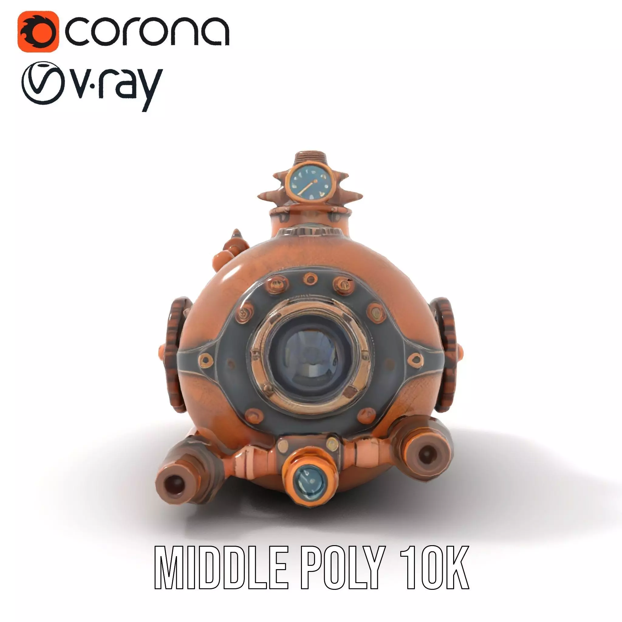 Steampunk Boiler Model Pack with Detailed Gauges and Pipes Low-poly 3D model_11