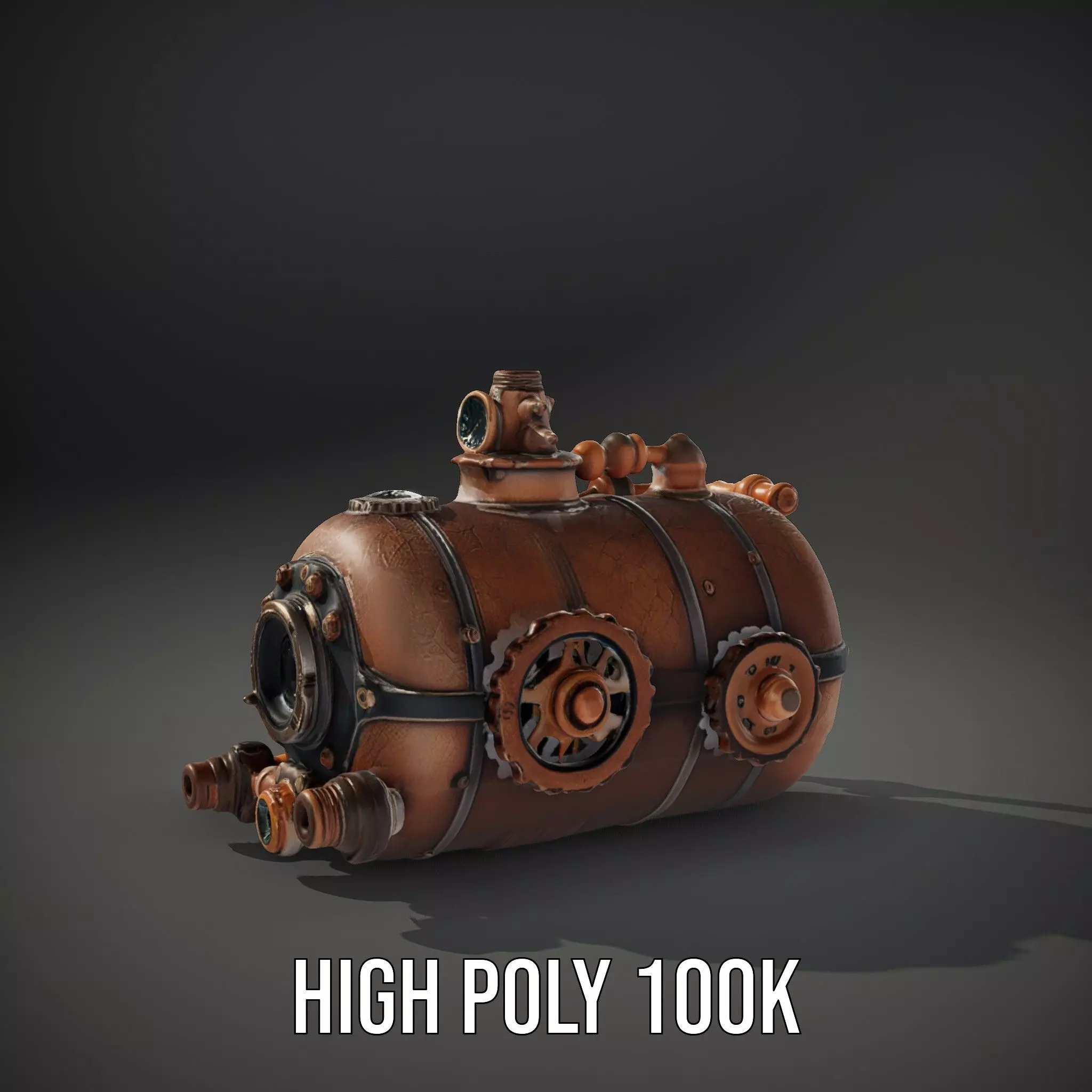 Steampunk Boiler Model Pack with Detailed Gauges and Pipes Low-poly 3D model_8