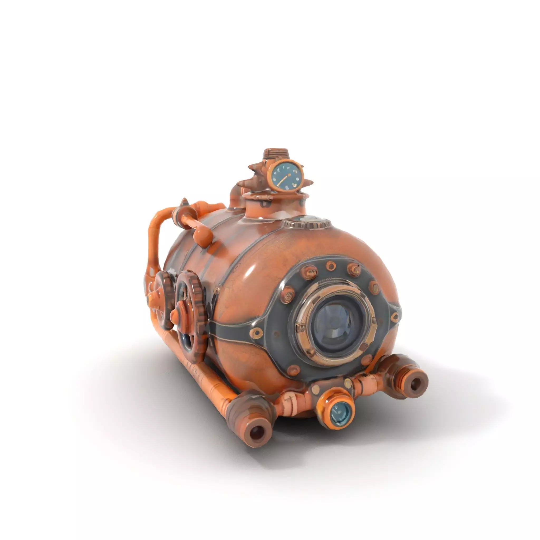 Steampunk Boiler Model Pack with Detailed Gauges and Pipes Low-poly 3D model_6