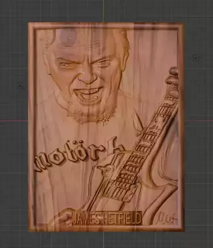 James Hetfield 3D CNC Relief STL Fan Art for Wood Carving