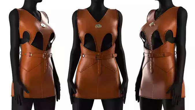 Brown Leather Dress