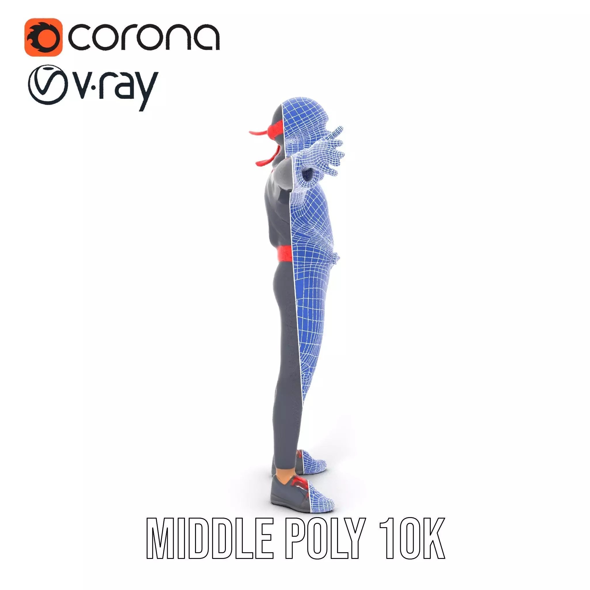 Stylized Ninja Model Pack with Red Accents Low-poly 3D model_24