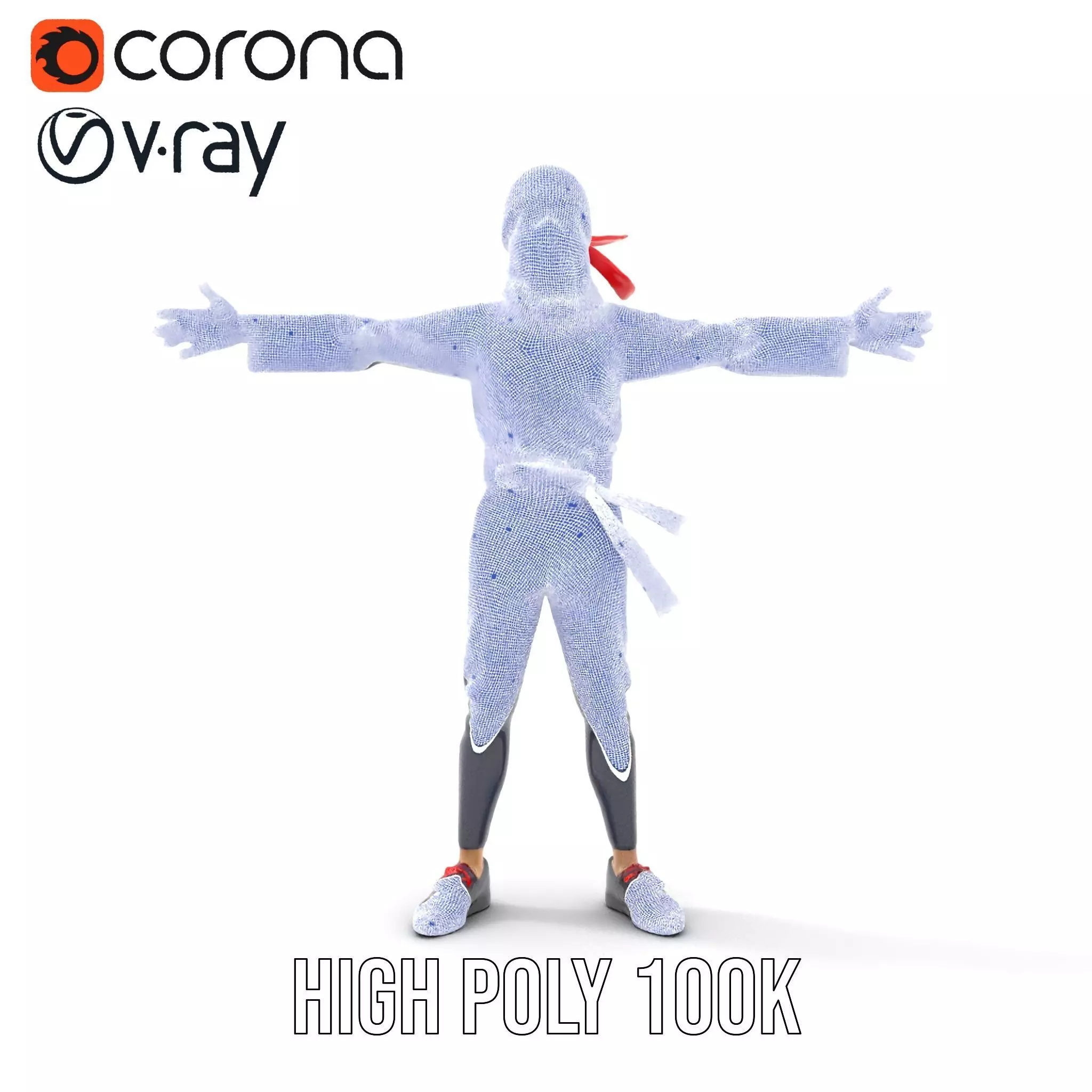 Stylized Ninja Model Pack with Red Accents Low-poly 3D model_33