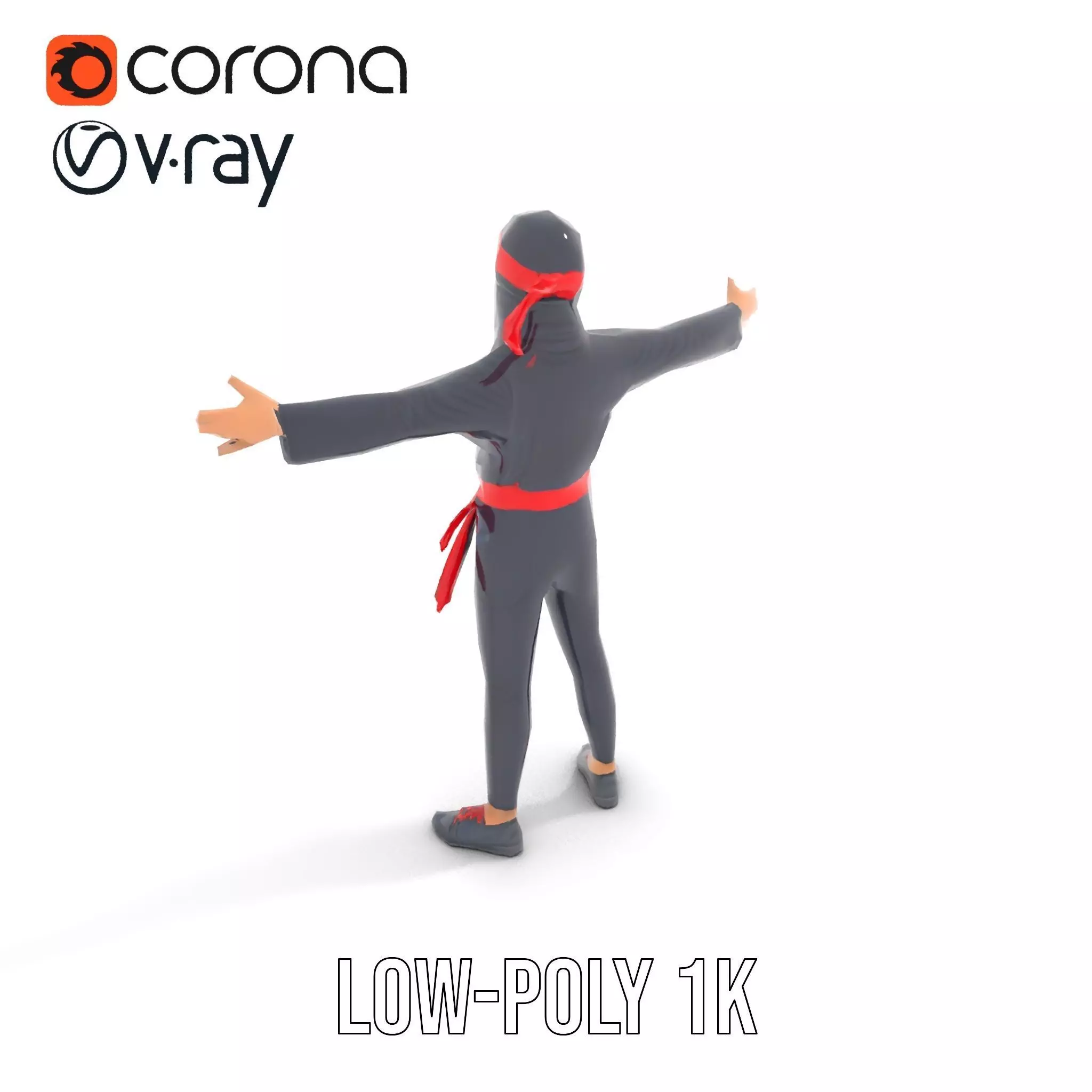 Stylized Ninja Model Pack with Red Accents Low-poly 3D model_13