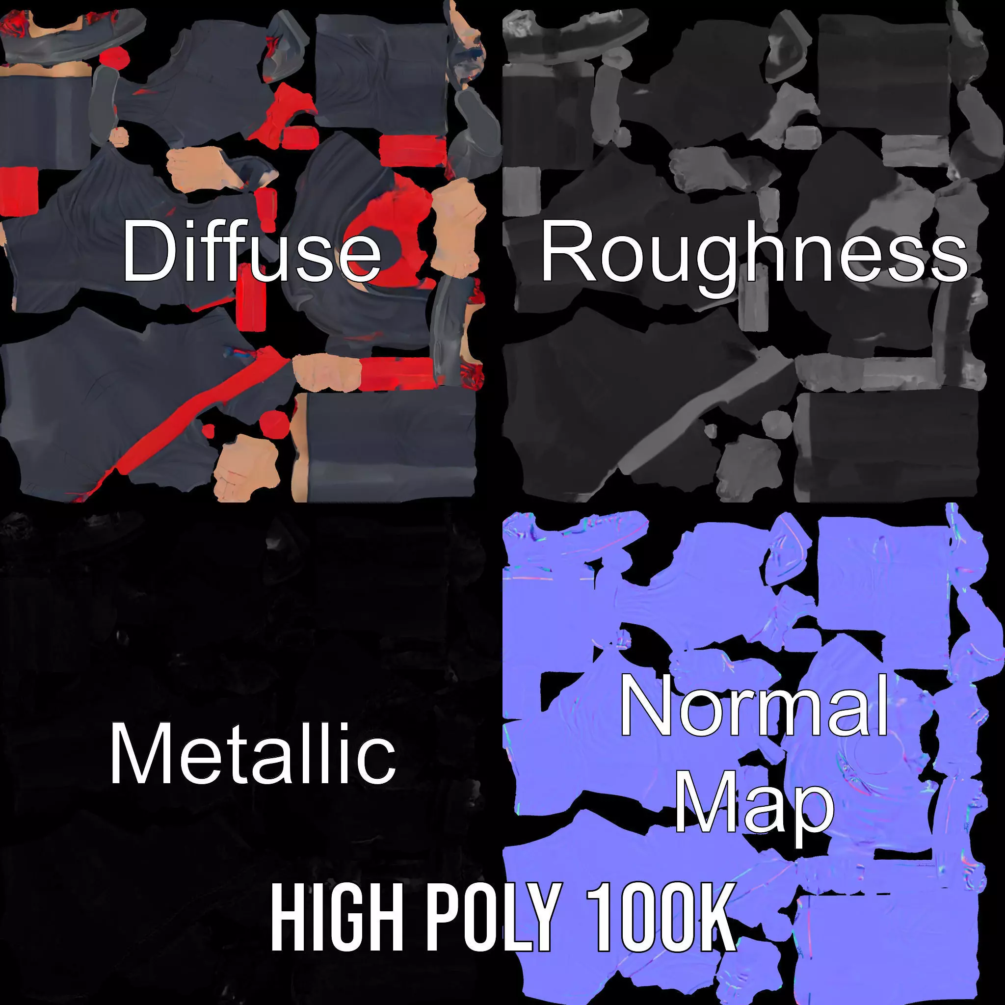 Stylized Ninja Model Pack with Red Accents Low-poly 3D model_3