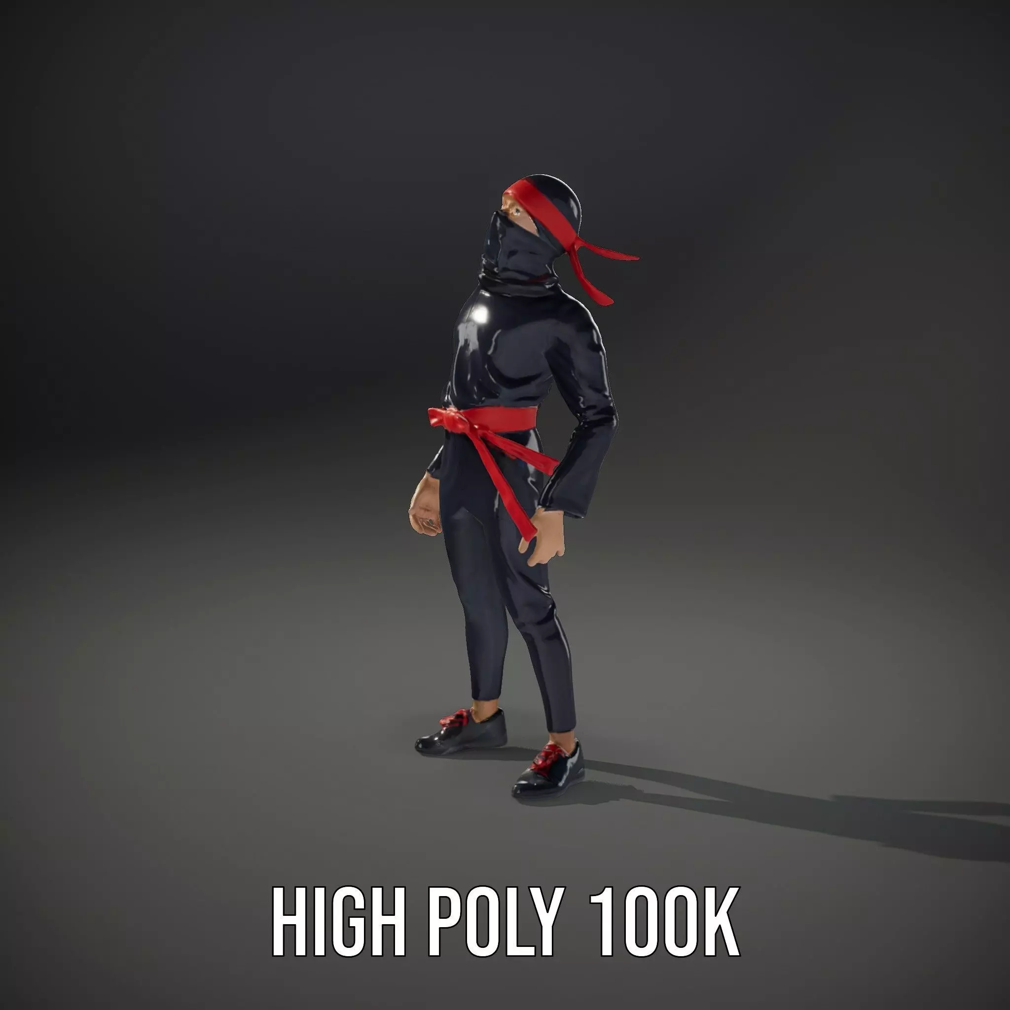 Stylized Ninja Model Pack with Red Accents Low-poly 3D model_14