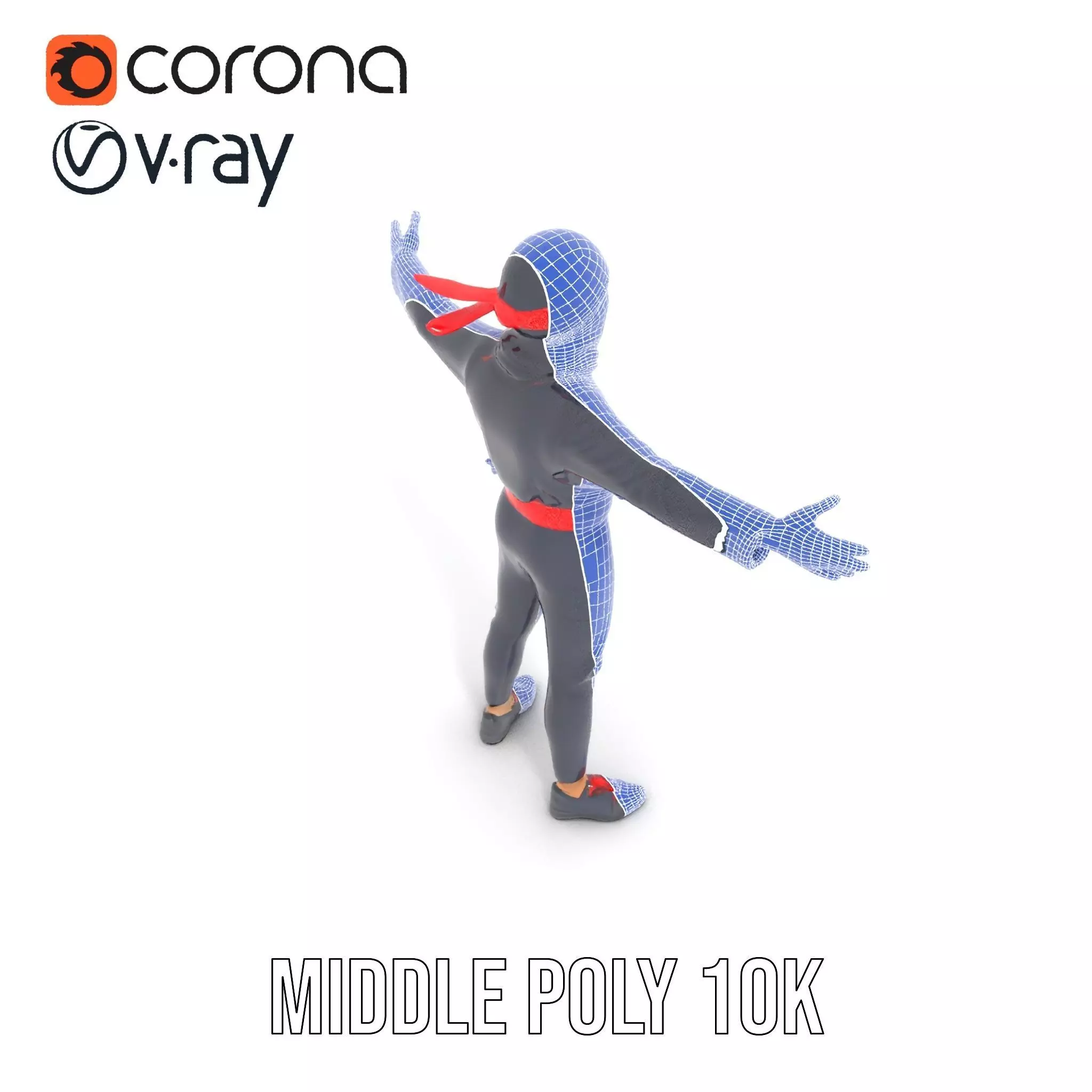 Stylized Ninja Model Pack with Red Accents Low-poly 3D model_26