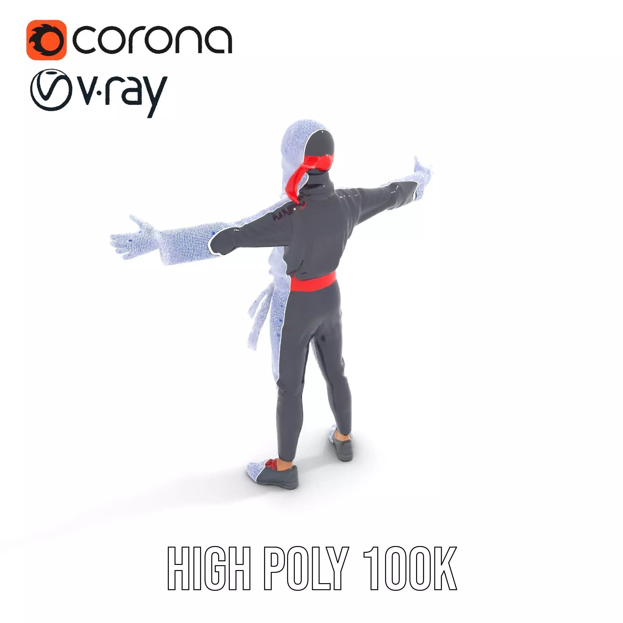 Stylized Ninja Model Pack with Red Accents Low-poly 3D model_28