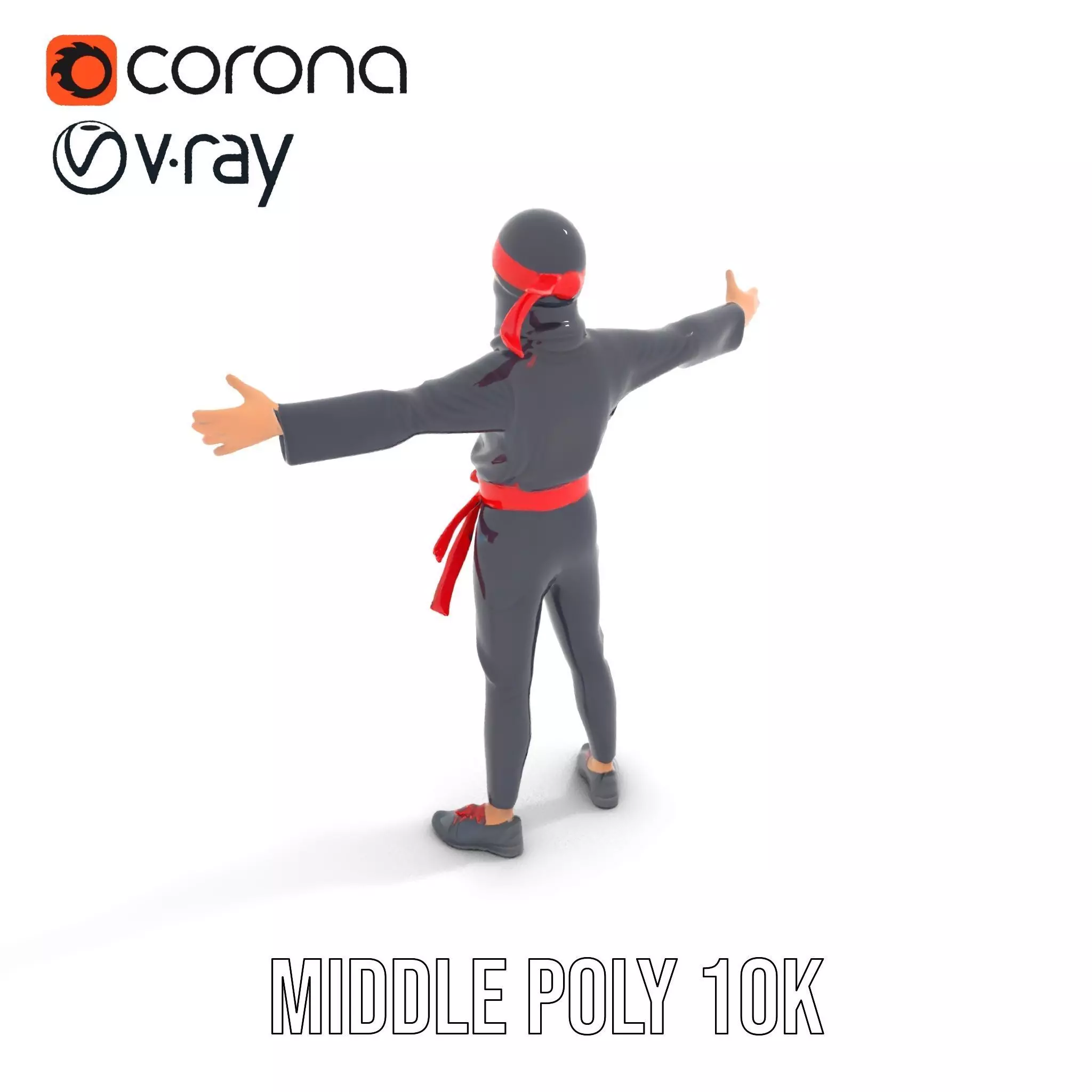 Stylized Ninja Model Pack with Red Accents Low-poly 3D model_5