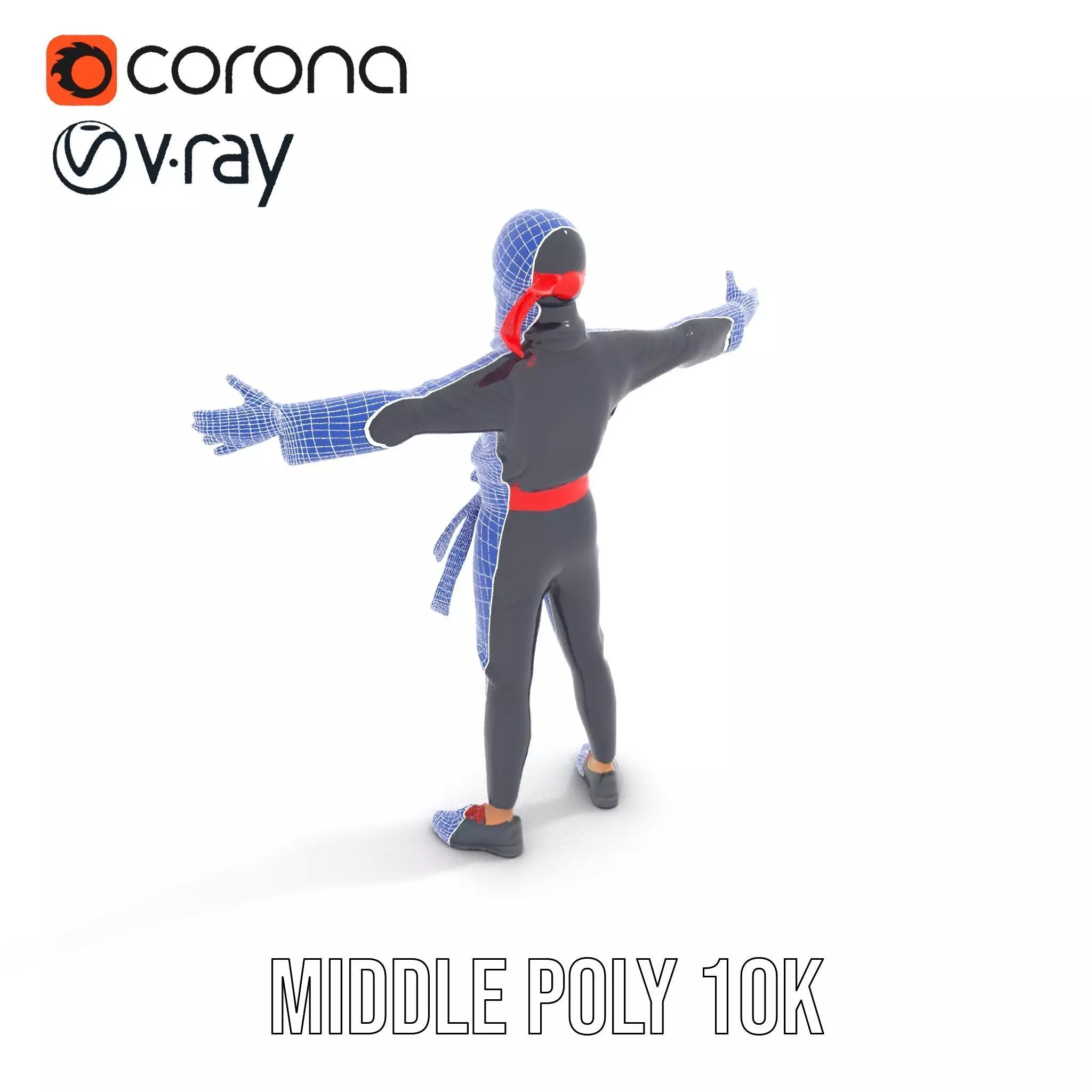 Stylized Ninja Model Pack with Red Accents Low-poly 3D model_21