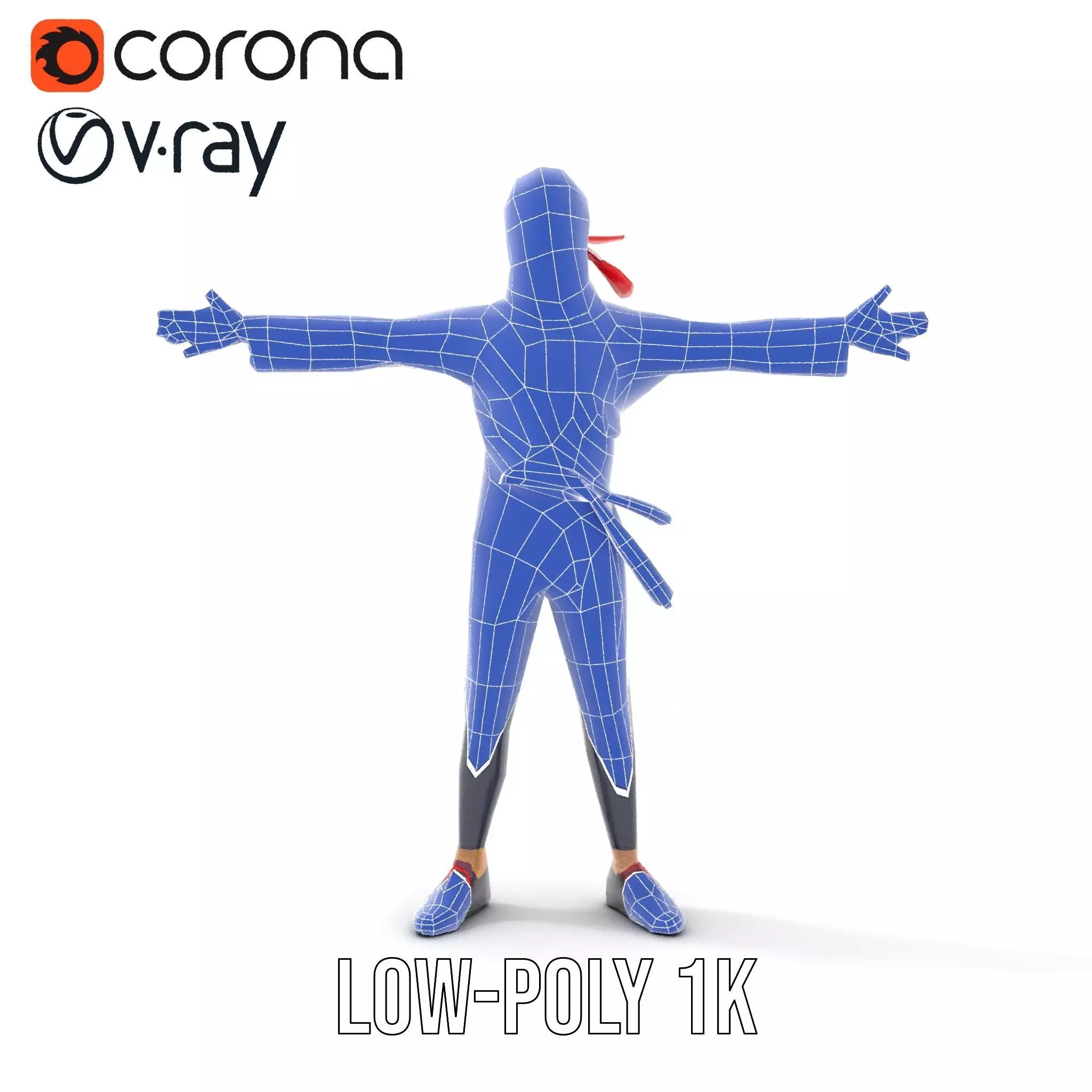 Stylized Ninja Model Pack with Red Accents Low-poly 3D model_30