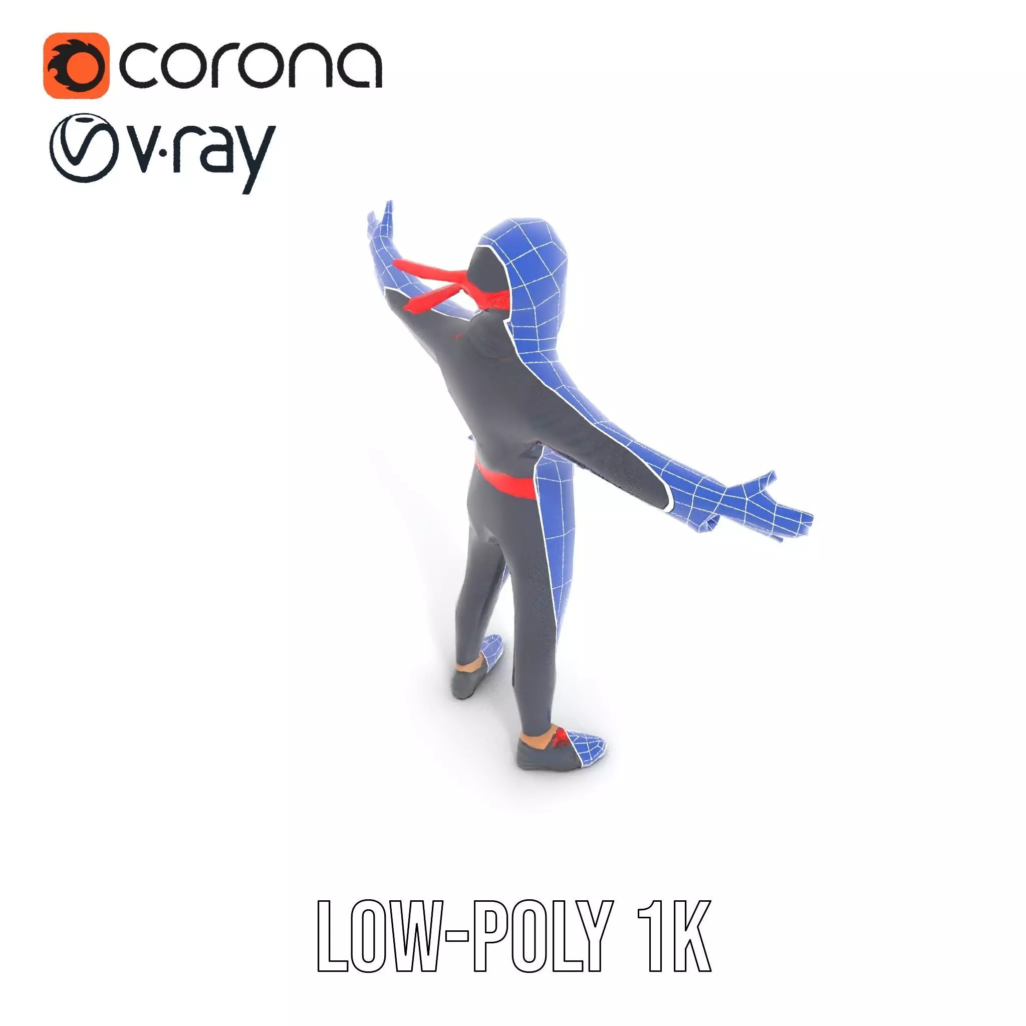 Stylized Ninja Model Pack with Red Accents Low-poly 3D model_27