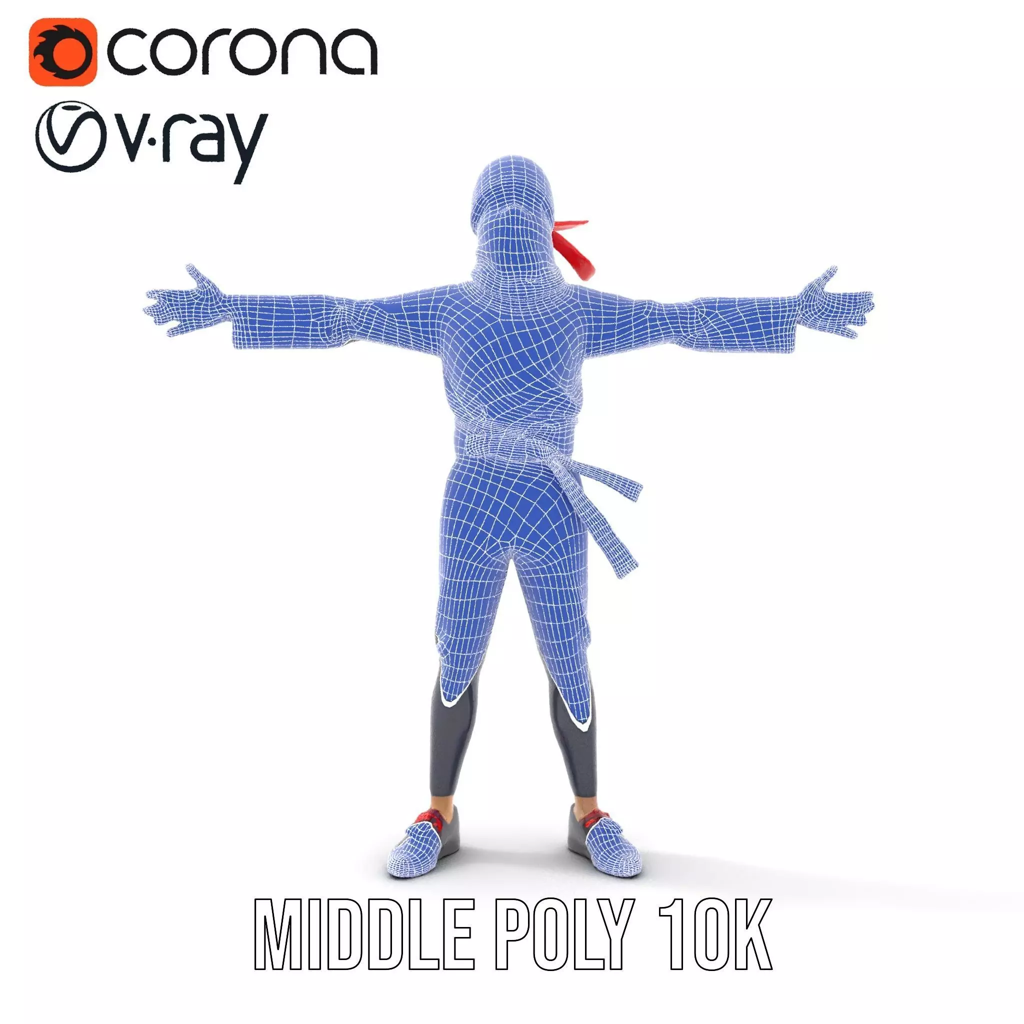 Stylized Ninja Model Pack with Red Accents Low-poly 3D model_29