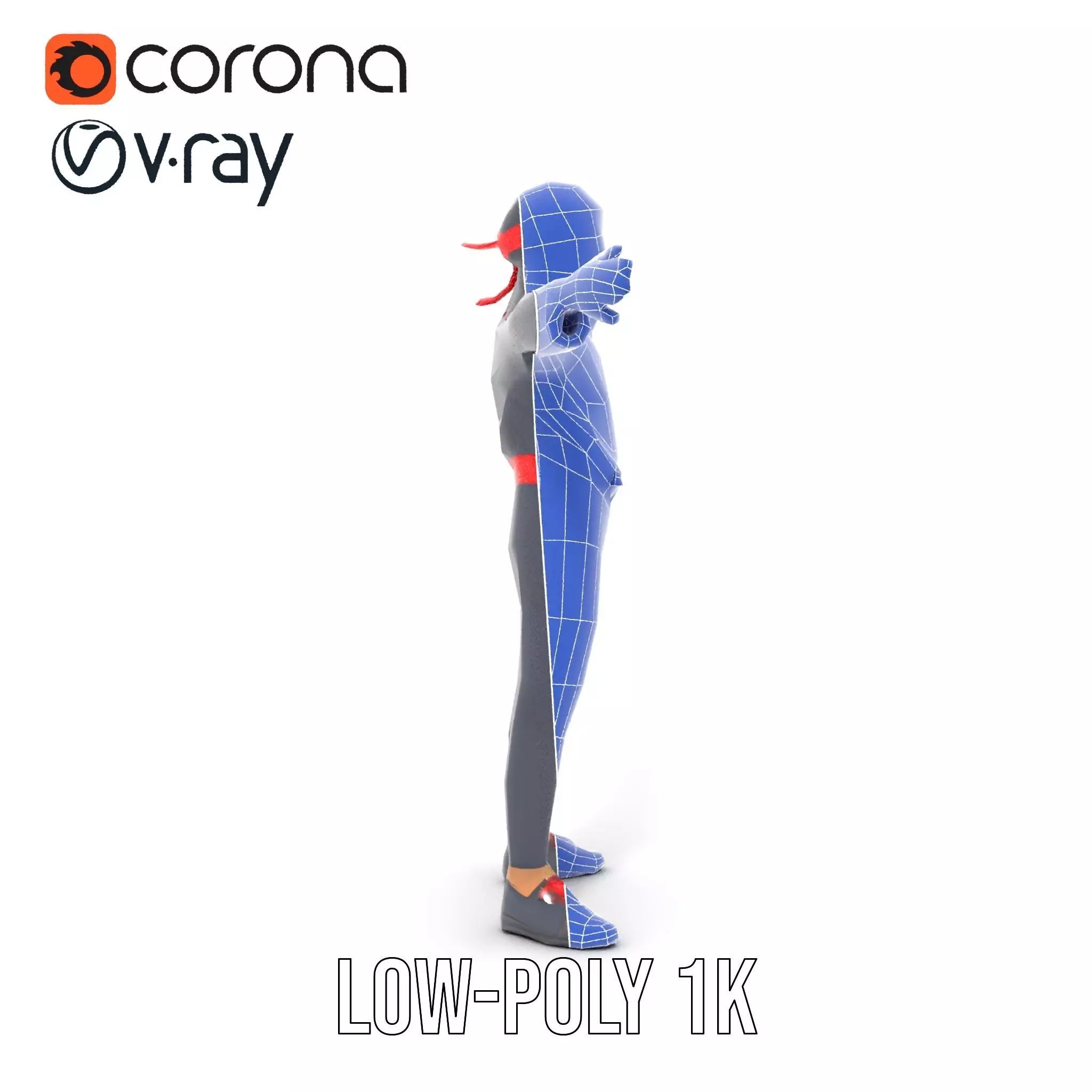 Stylized Ninja Model Pack with Red Accents Low-poly 3D model_8