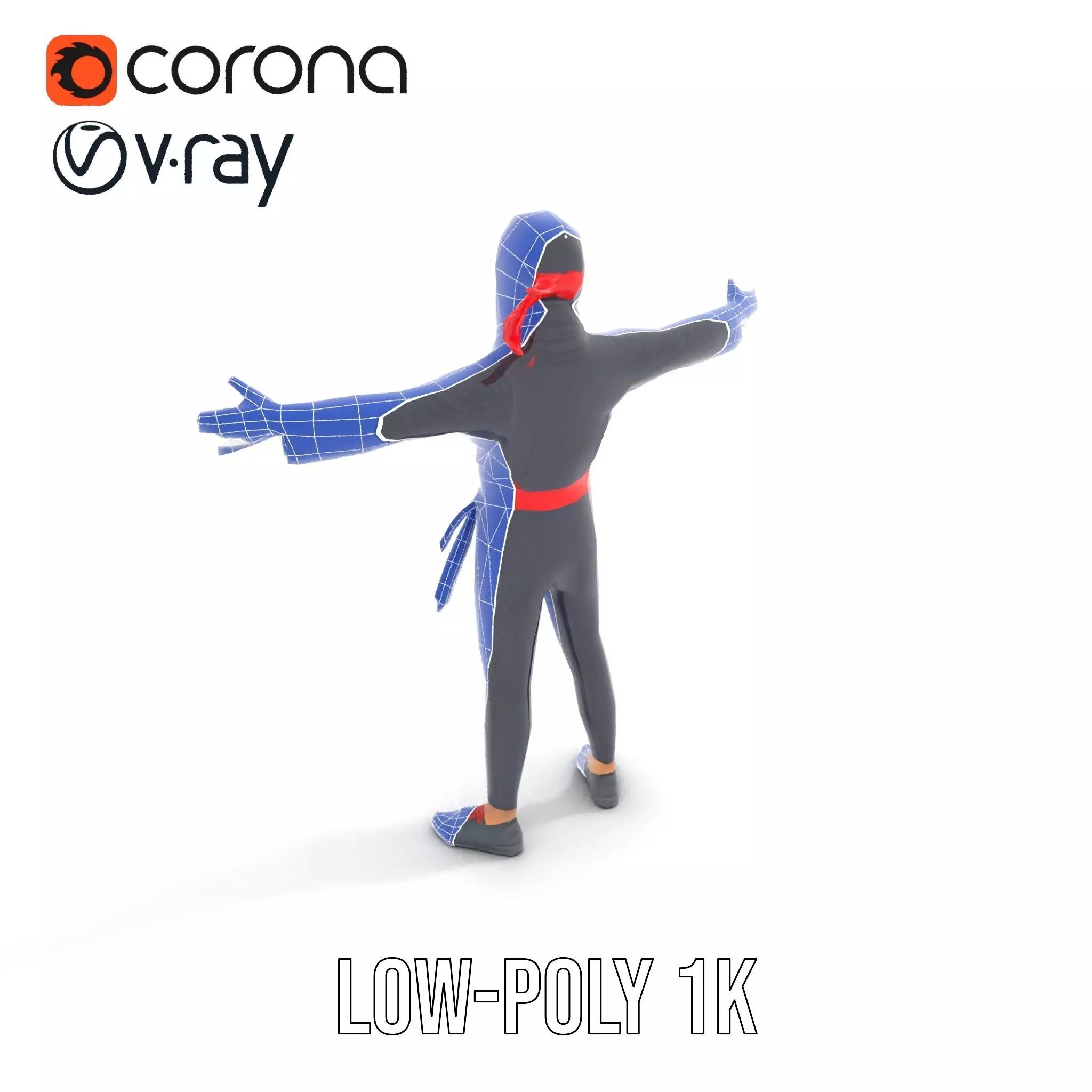 Stylized Ninja Model Pack with Red Accents Low-poly 3D model_22