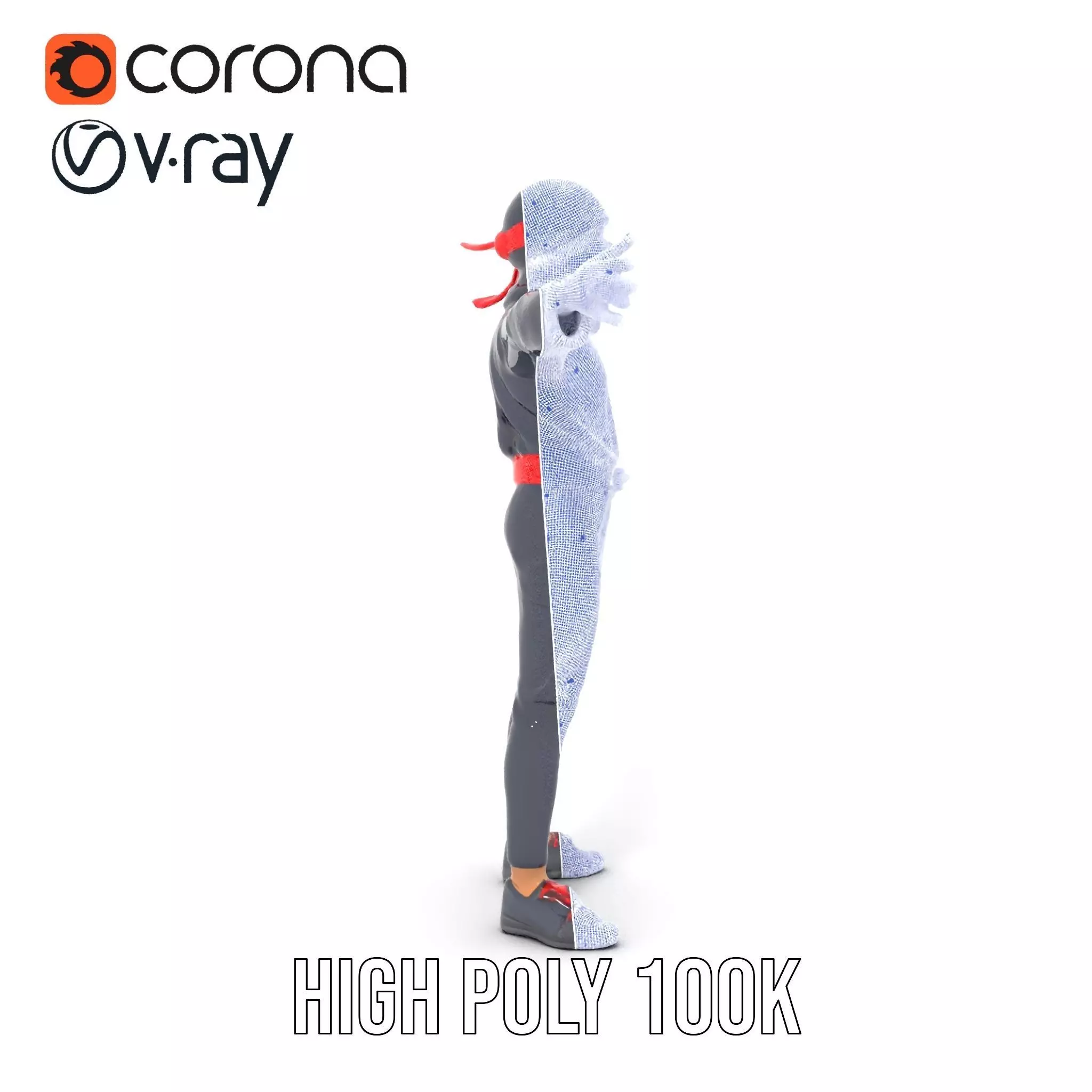 Stylized Ninja Model Pack with Red Accents Low-poly 3D model_34