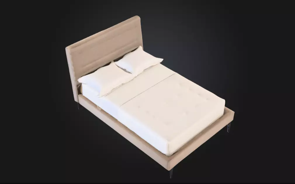 Cream Upholstered Bed 3D print model_0