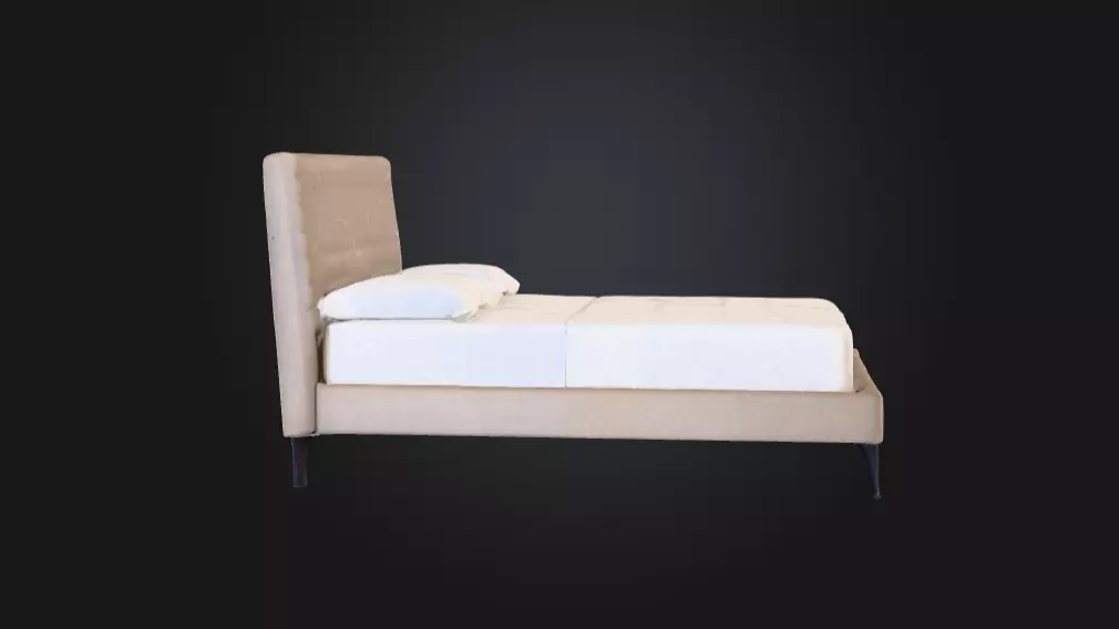 Cream Upholstered Bed 3D print model_1