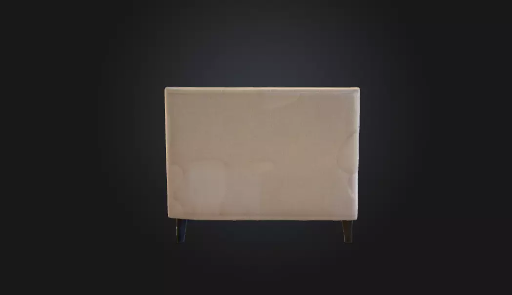 Cream Upholstered Bed 3D print model_2