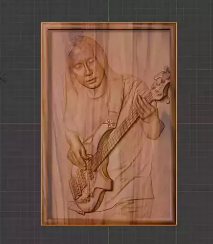 John Myung Dream Theater 3D Relief STL Fan Art for Wood Carving