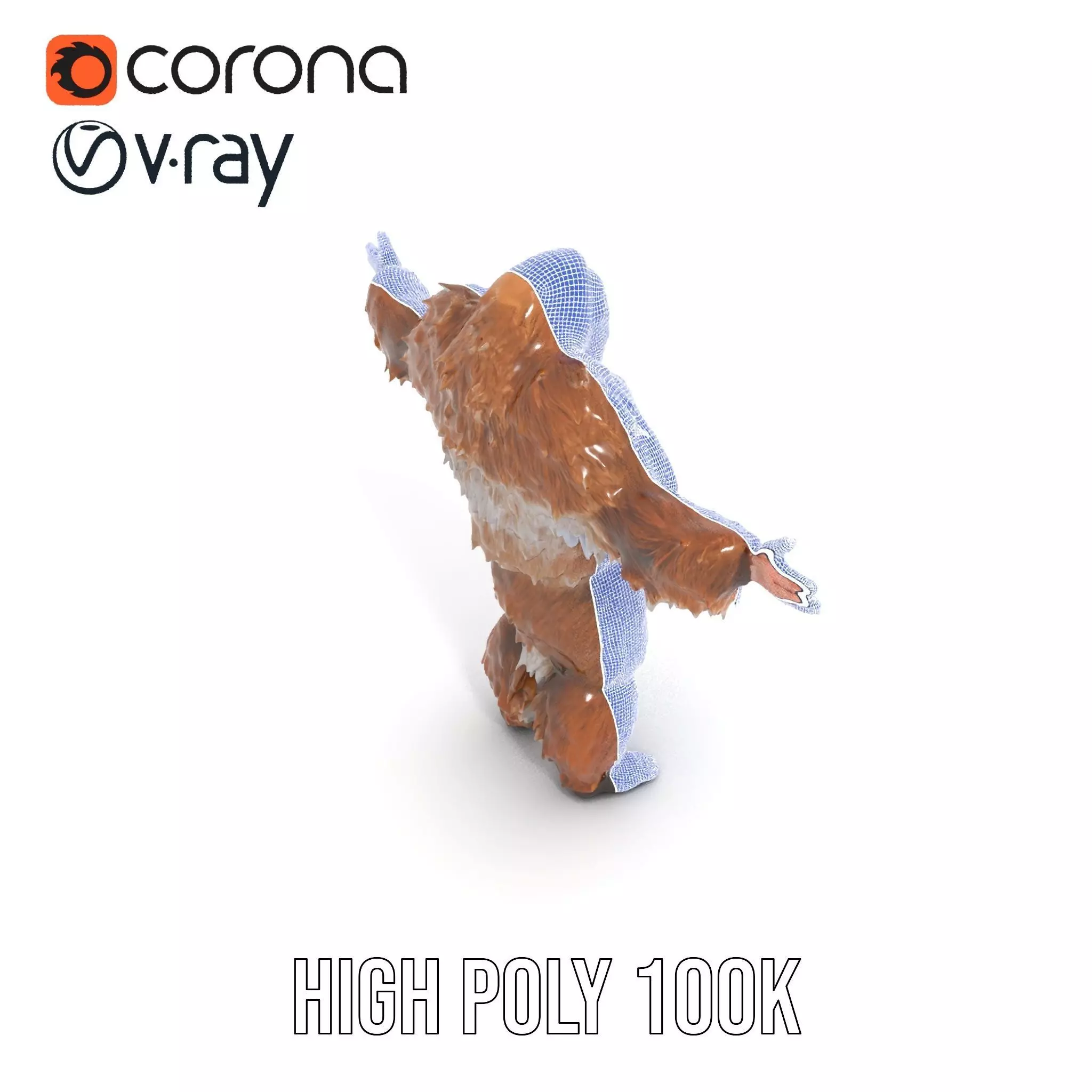 Sasquatch Character Model Pack with Detailed Fur Low-poly 3D model_32