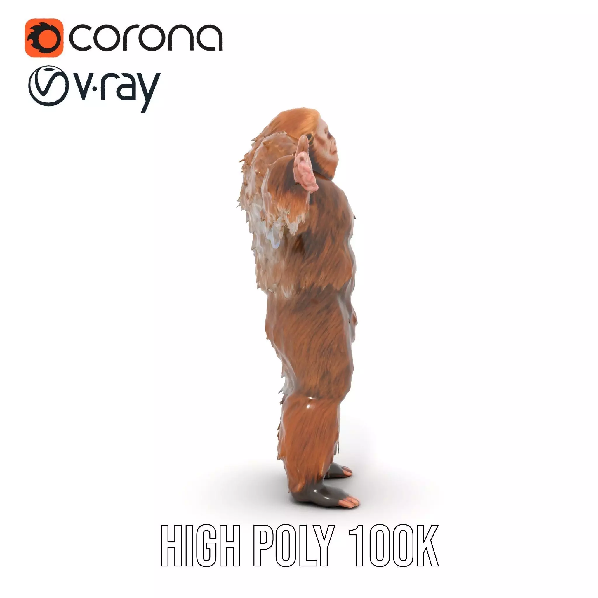 Sasquatch Character Model Pack with Detailed Fur Low-poly 3D model_14