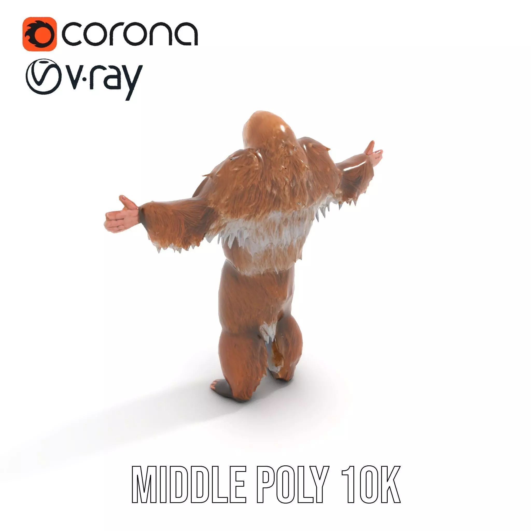 Sasquatch Character Model Pack with Detailed Fur Low-poly 3D model_18