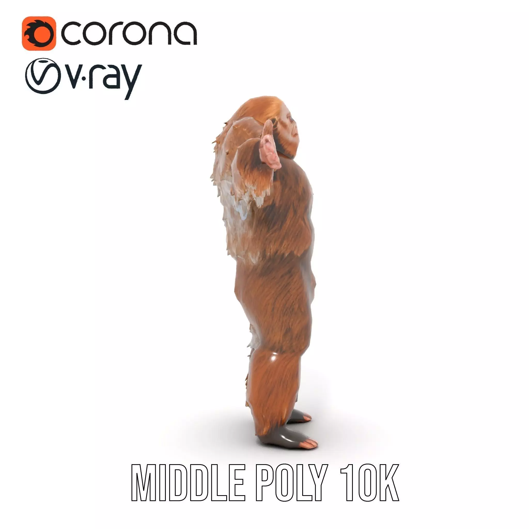 Sasquatch Character Model Pack with Detailed Fur Low-poly 3D model_27