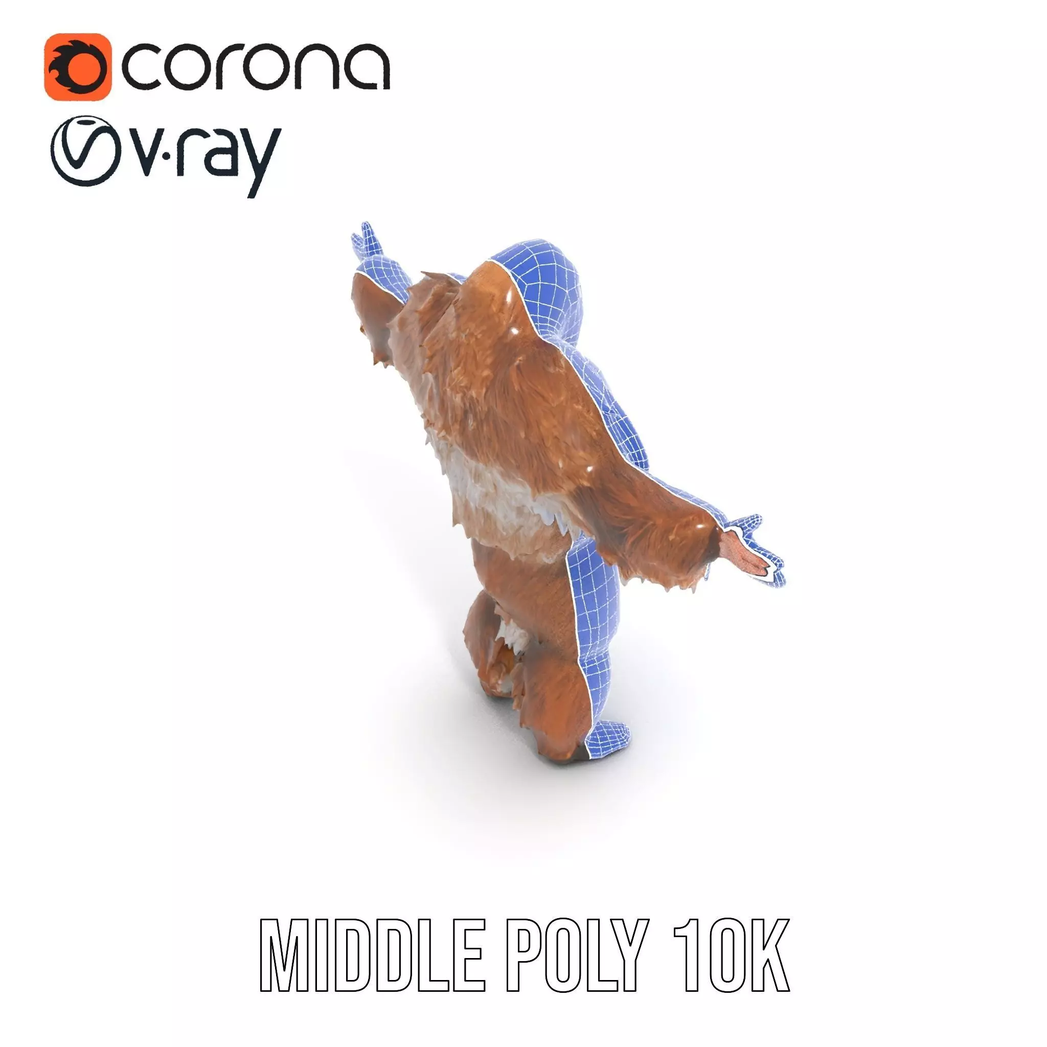 Sasquatch Character Model Pack with Detailed Fur Low-poly 3D model_5