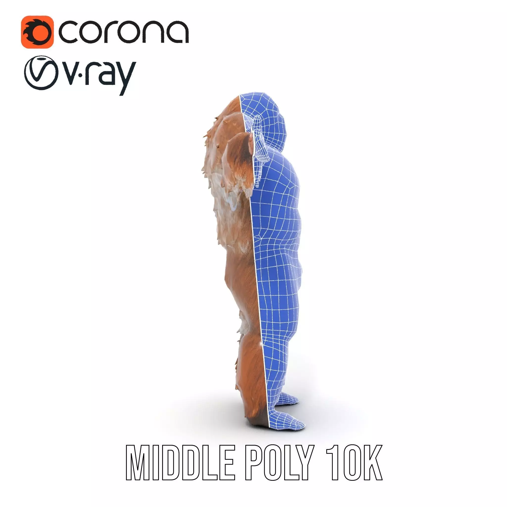 Sasquatch Character Model Pack with Detailed Fur Low-poly 3D model_10