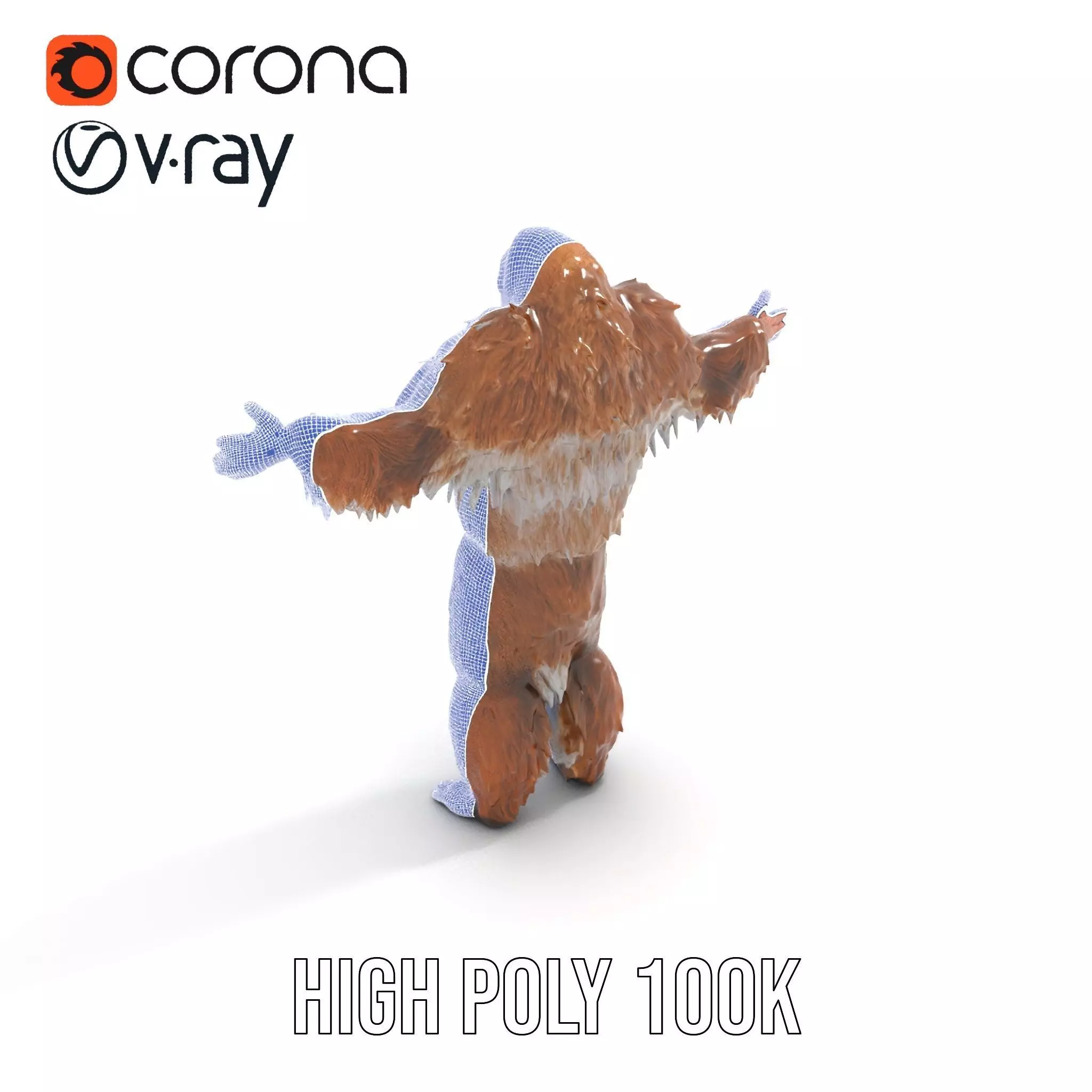 Sasquatch Character Model Pack with Detailed Fur Low-poly 3D model_20