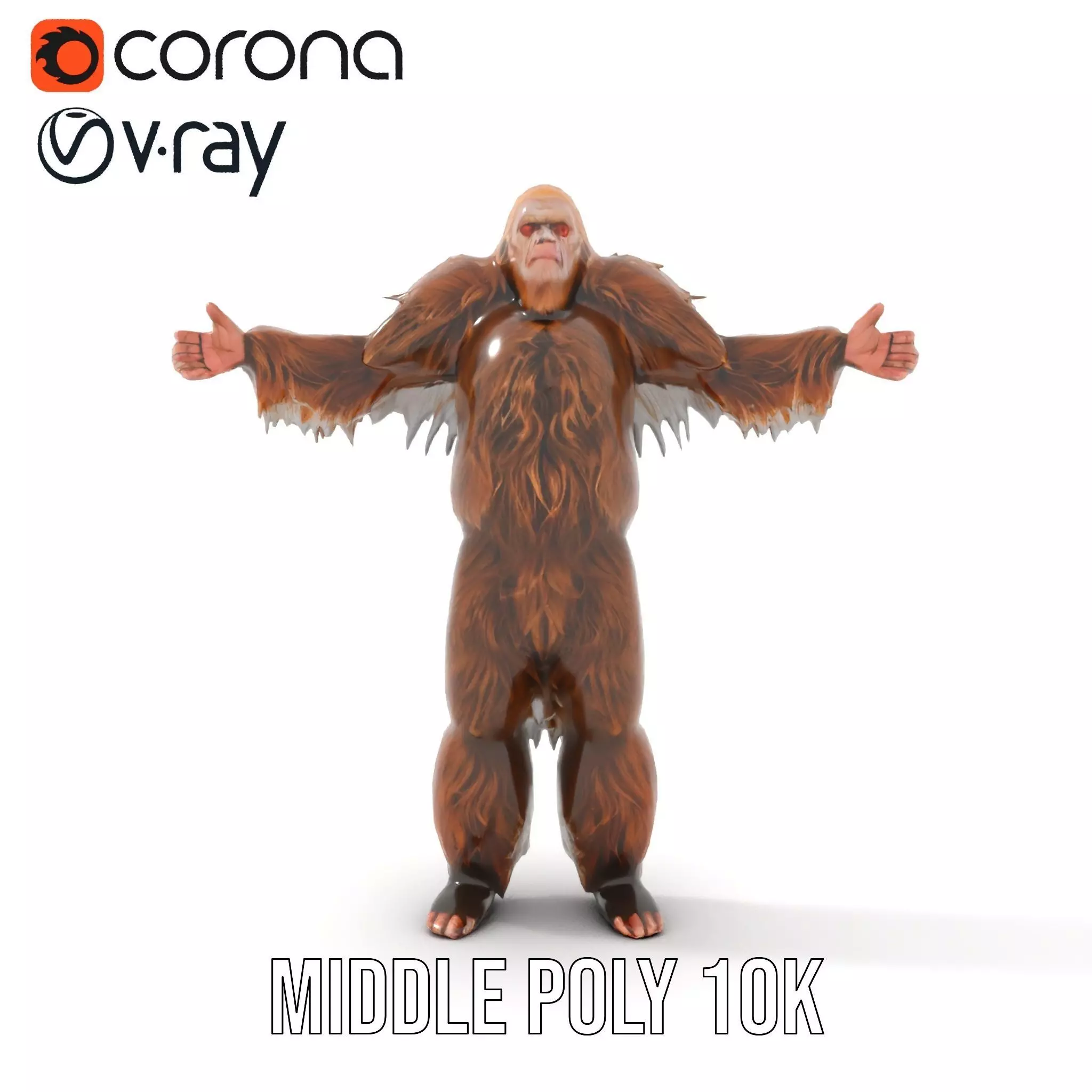 Sasquatch Character Model Pack with Detailed Fur Low-poly 3D model_15