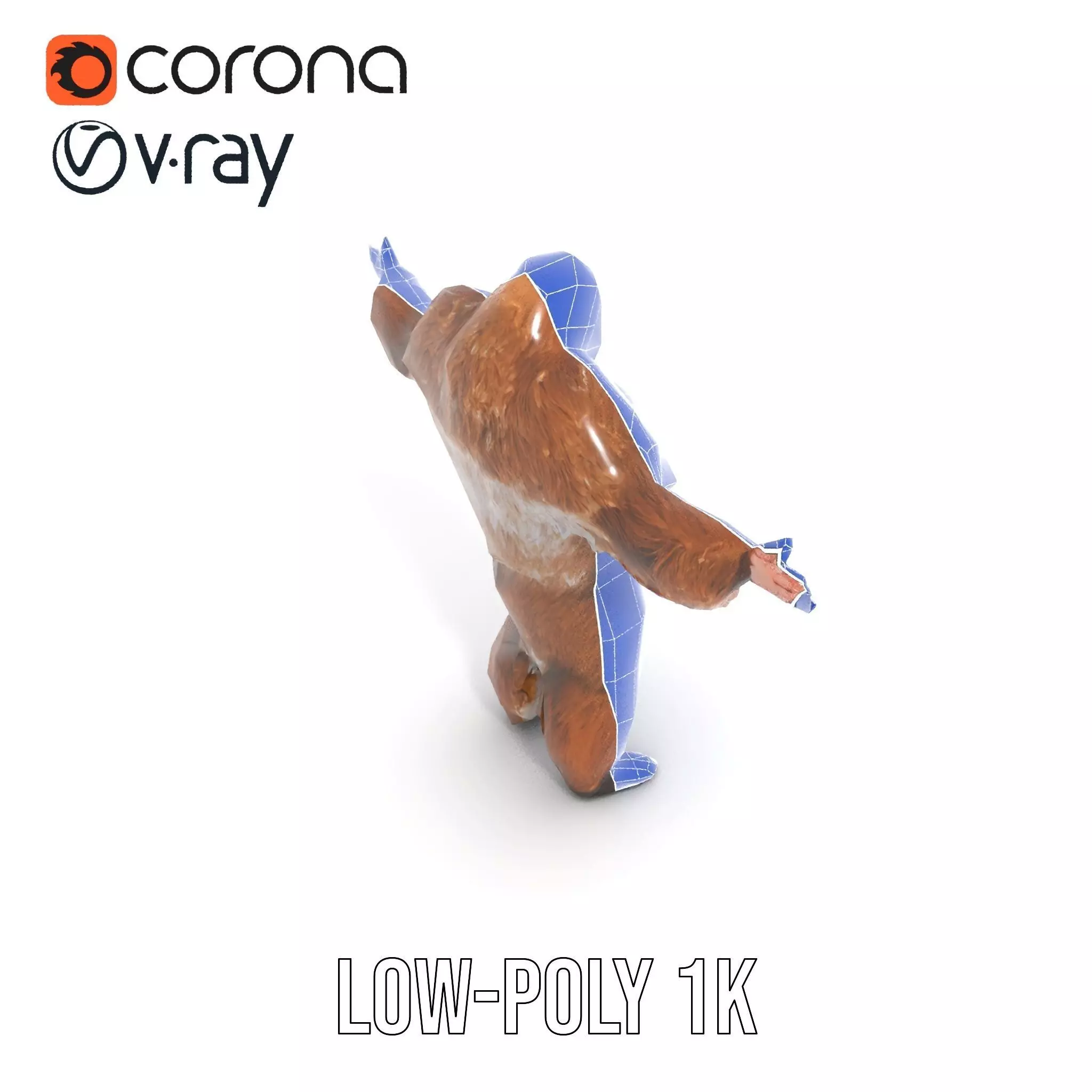 Sasquatch Character Model Pack with Detailed Fur Low-poly 3D model_11