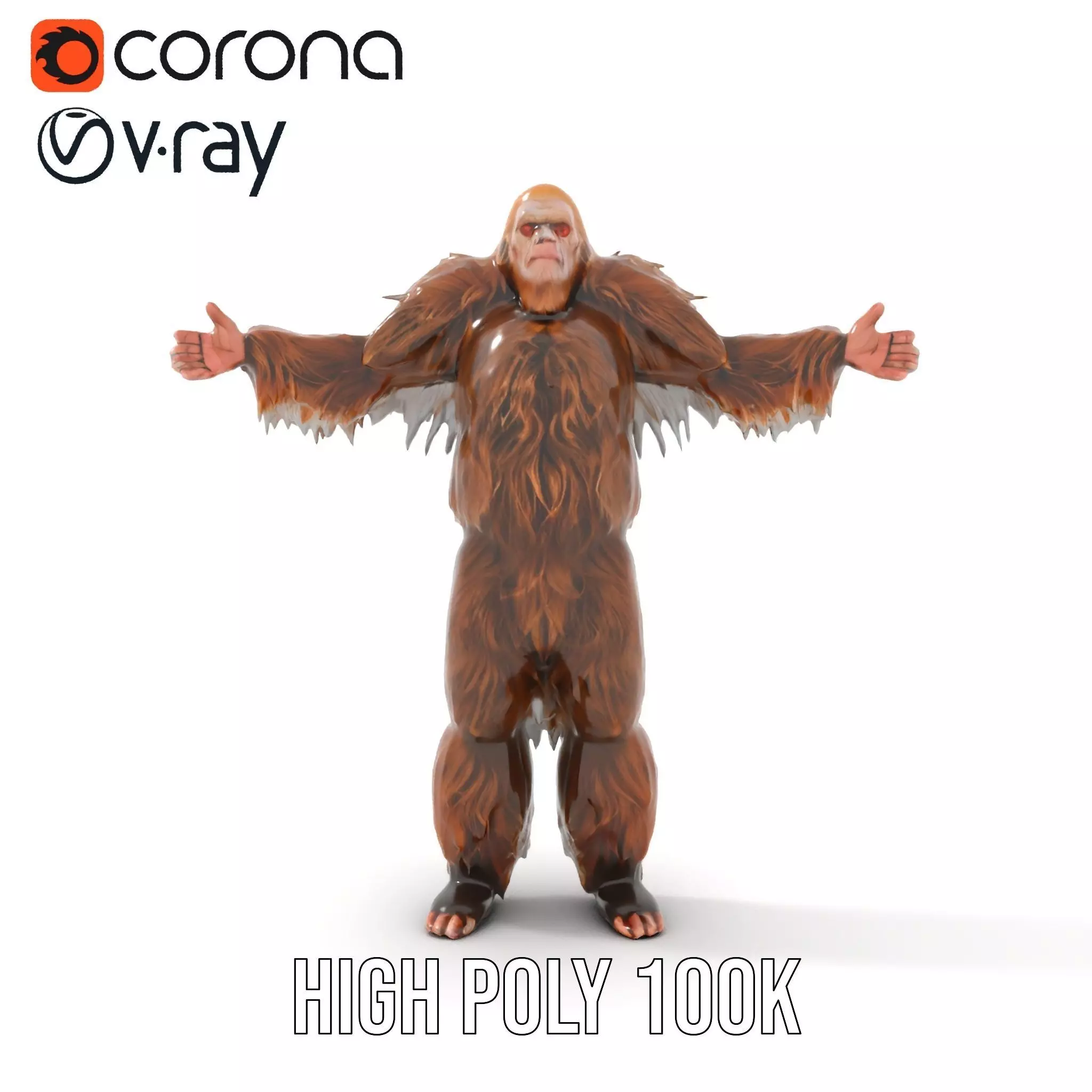 Sasquatch Character Model Pack with Detailed Fur Low-poly 3D model_23