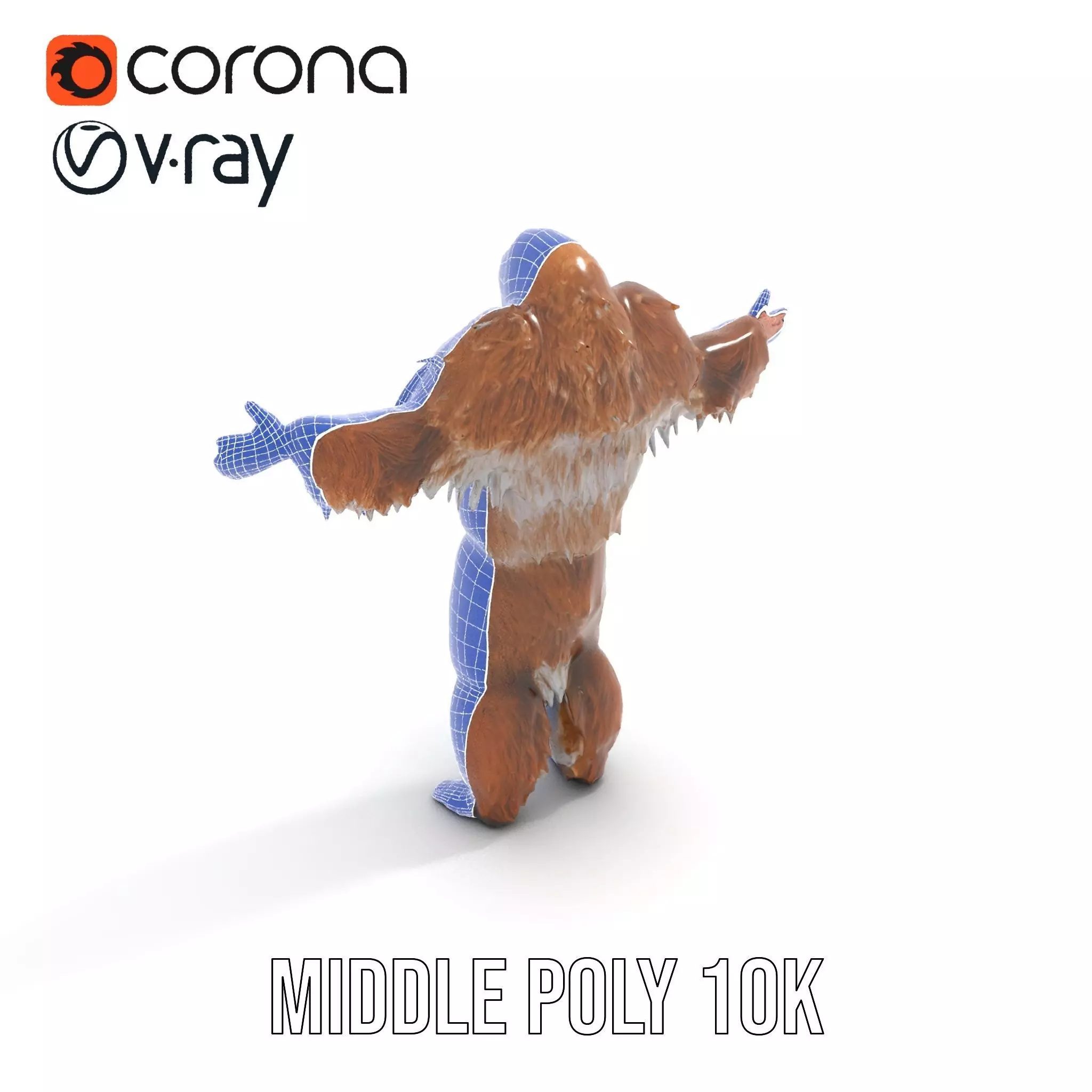 Sasquatch Character Model Pack with Detailed Fur Low-poly 3D model_30