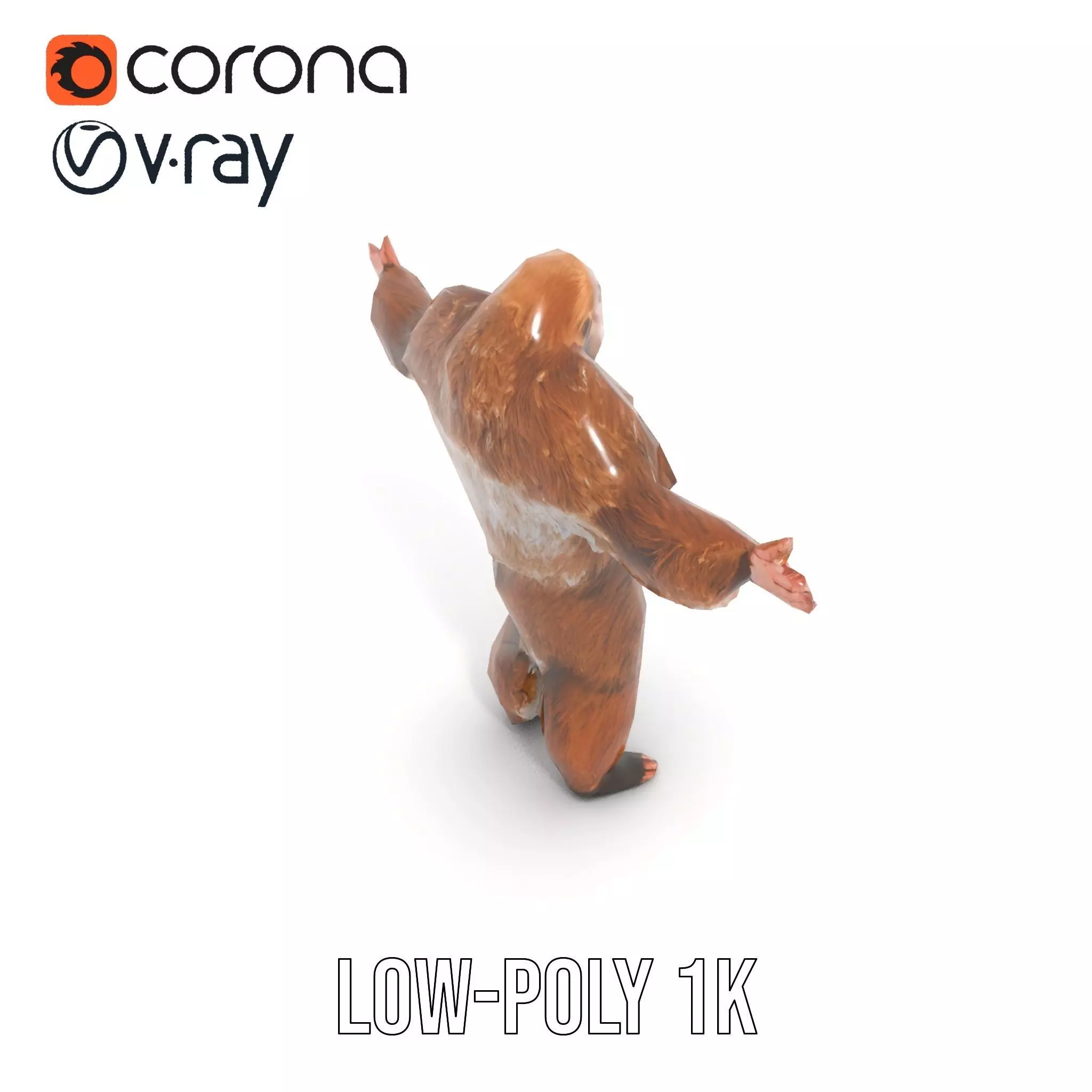 Sasquatch Character Model Pack with Detailed Fur Low-poly 3D model_22