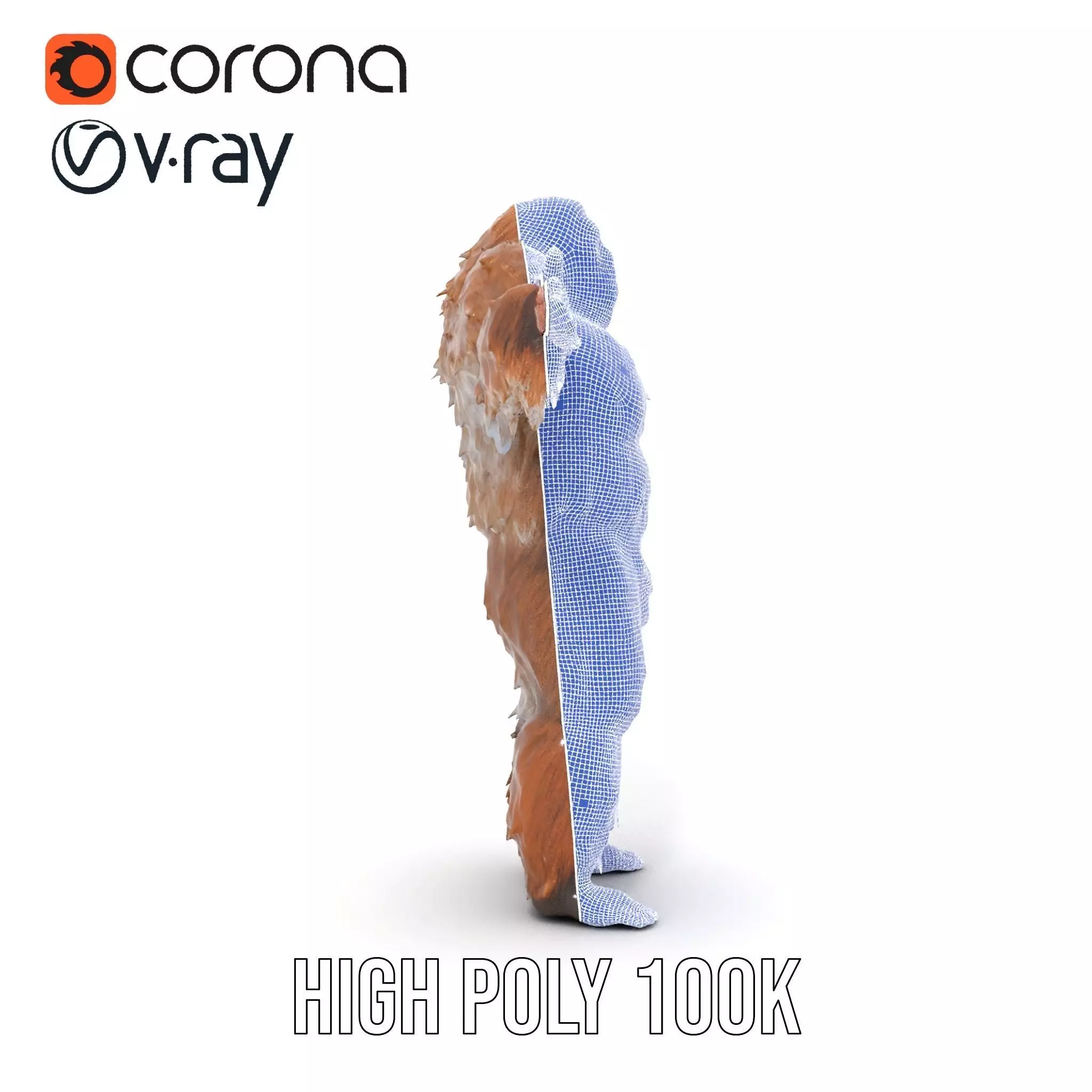 Sasquatch Character Model Pack with Detailed Fur Low-poly 3D model_29